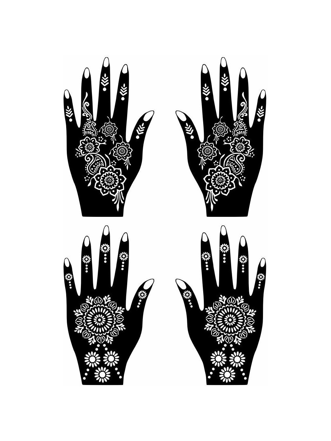 VOORKOMS Pack Of 2 Mehndi Stencil Stickers for Henna Beauty