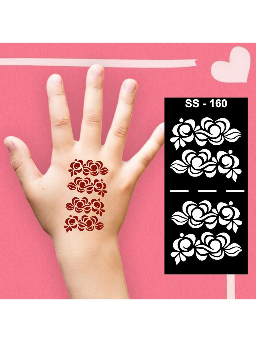 VOORKOMS Floral and Leaf Mehndi Design Stencil For Creative Kids Body Art