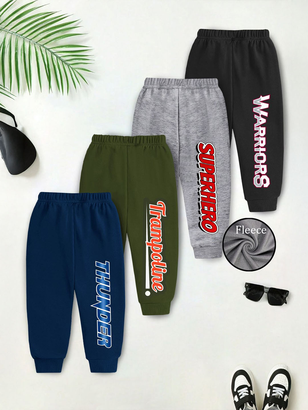 YK X Trampoline Infants Pack Of 4 Printed Relaxed-Fir Mid Rise Track Pants Joggers