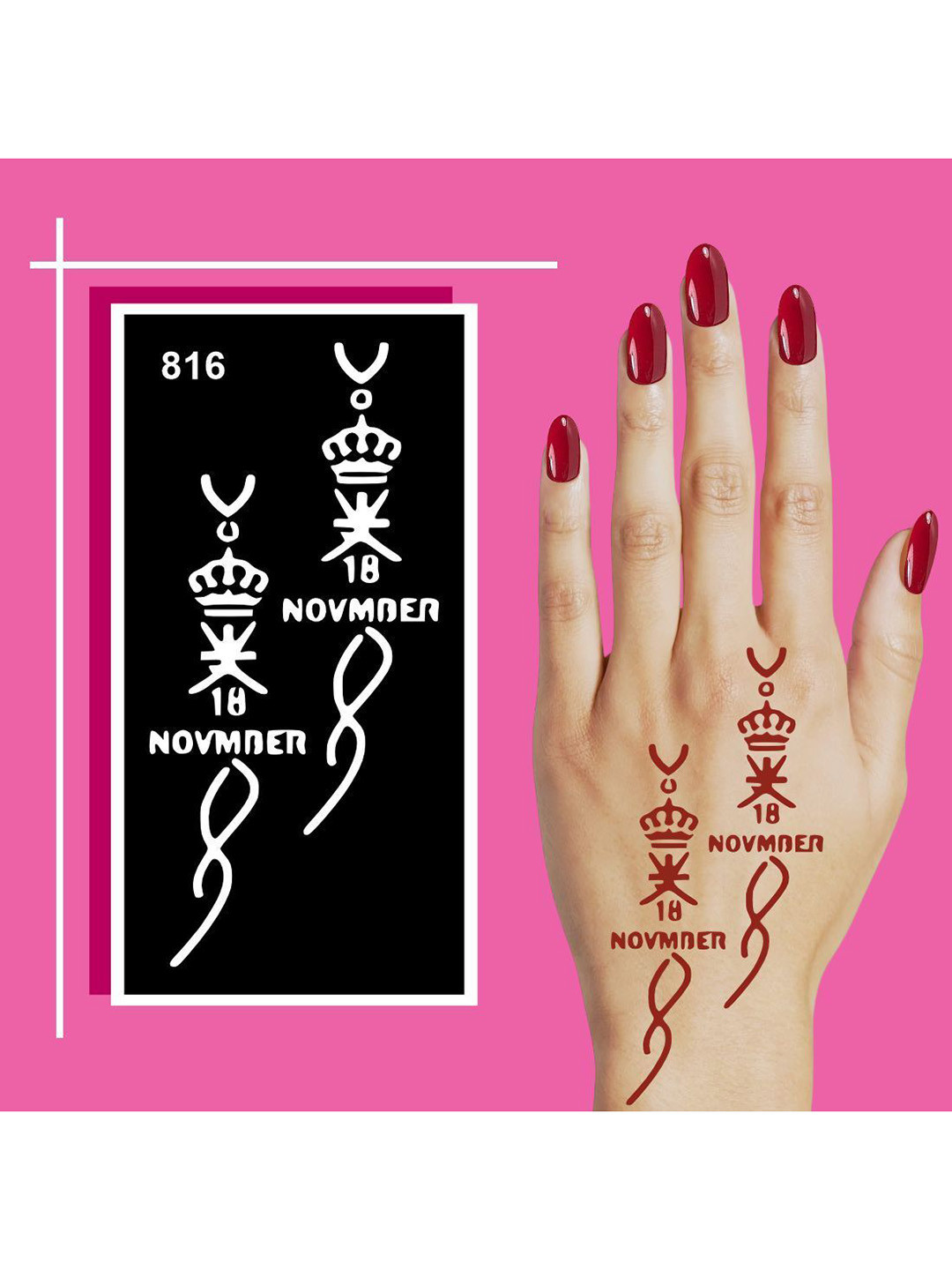 VOORKOMS Quick Apply Mehndi Stencil Art for Daily and Casual Hand Use