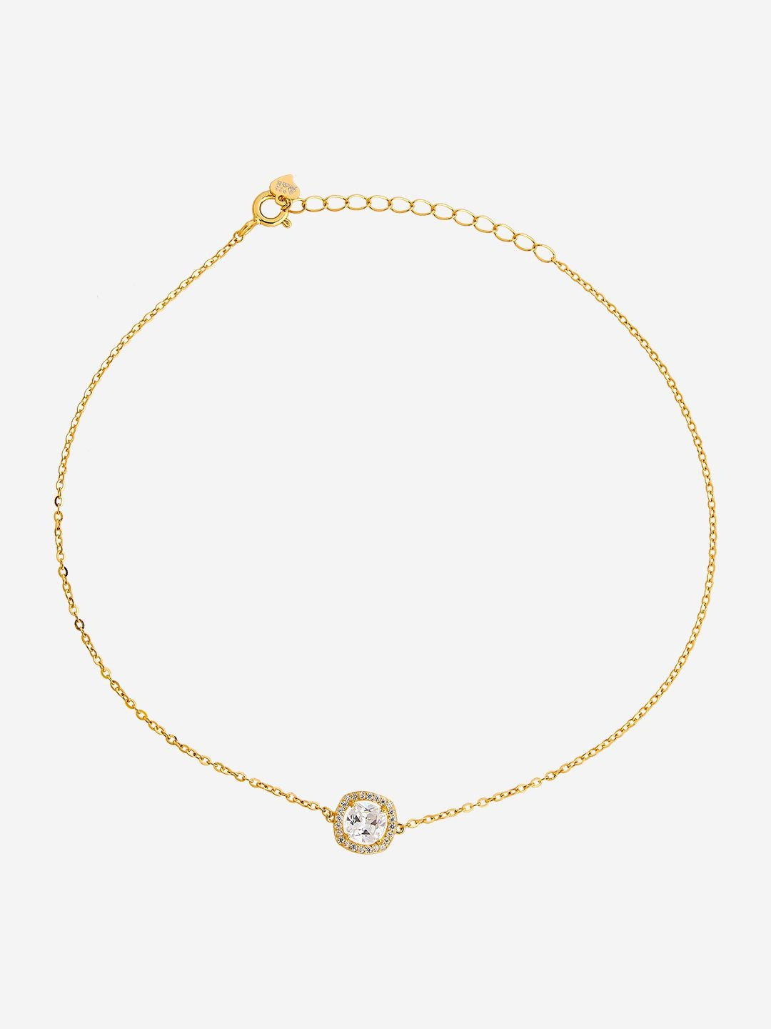 Kushal's Fashion Jewellery White Gold-Plated Party Zircon 92.5 Sterling Silver Anklet