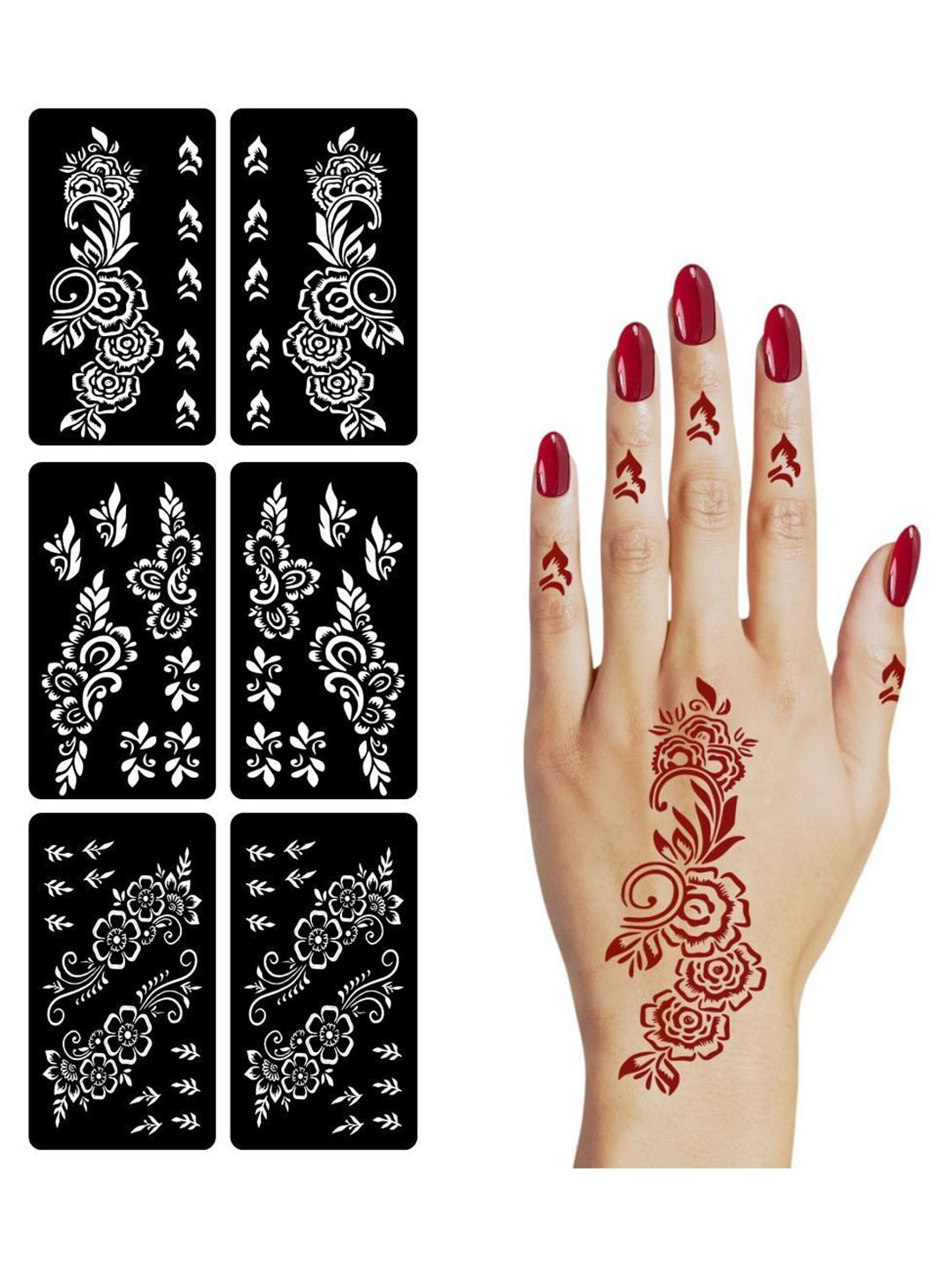 VOORKOMS Combo Mehndi Stencil Sticker For Every Girl Celebrating Festivals & Functions