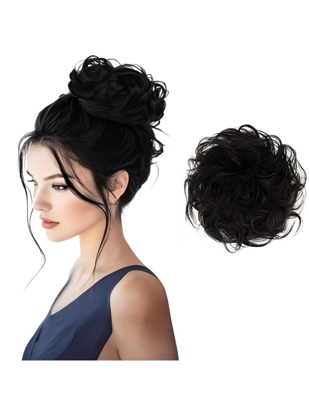 VIEWS Halo Wavy Bun Hair Extension Black-3 Inch