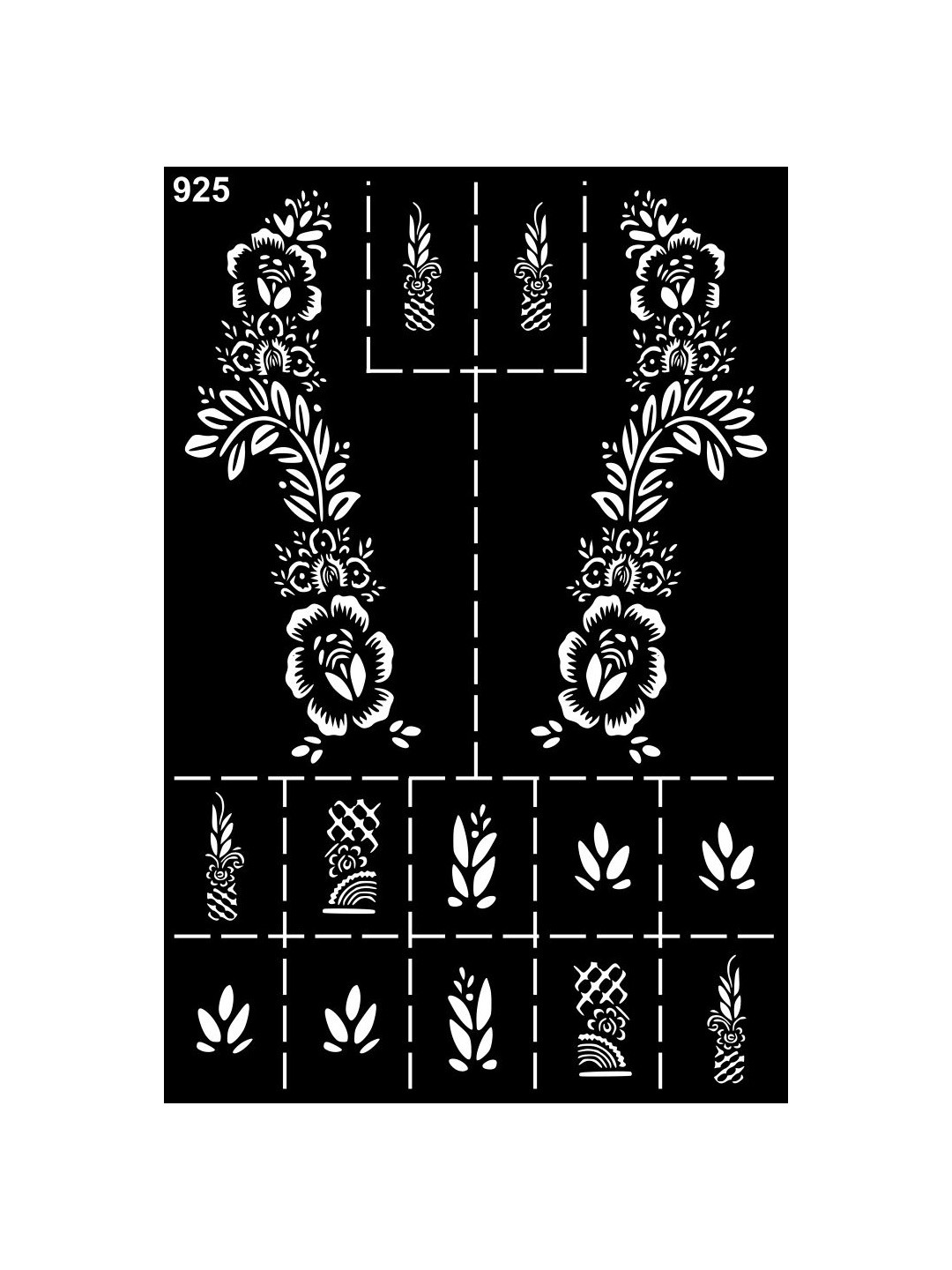 VOORKOMS Mehndi Stencil Design Featuring Full Palm Floral Style With Leafy