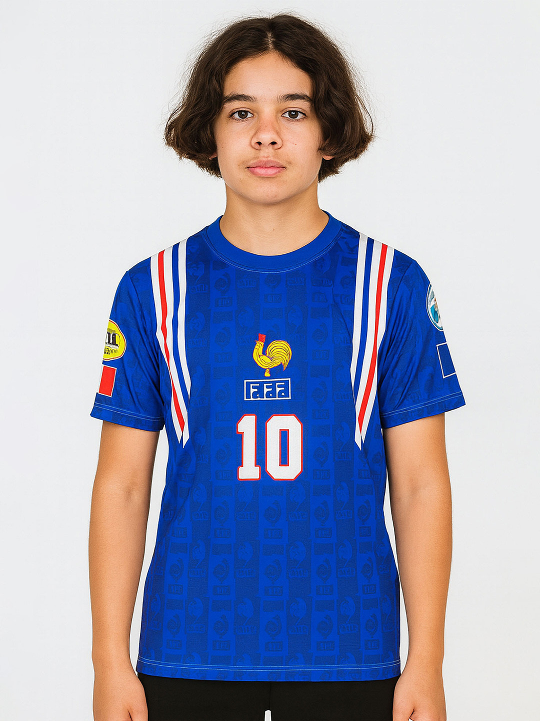 dostitch Boys France Zidane 10 Typography Printed Round Neck Dri-FIT T-Shirt