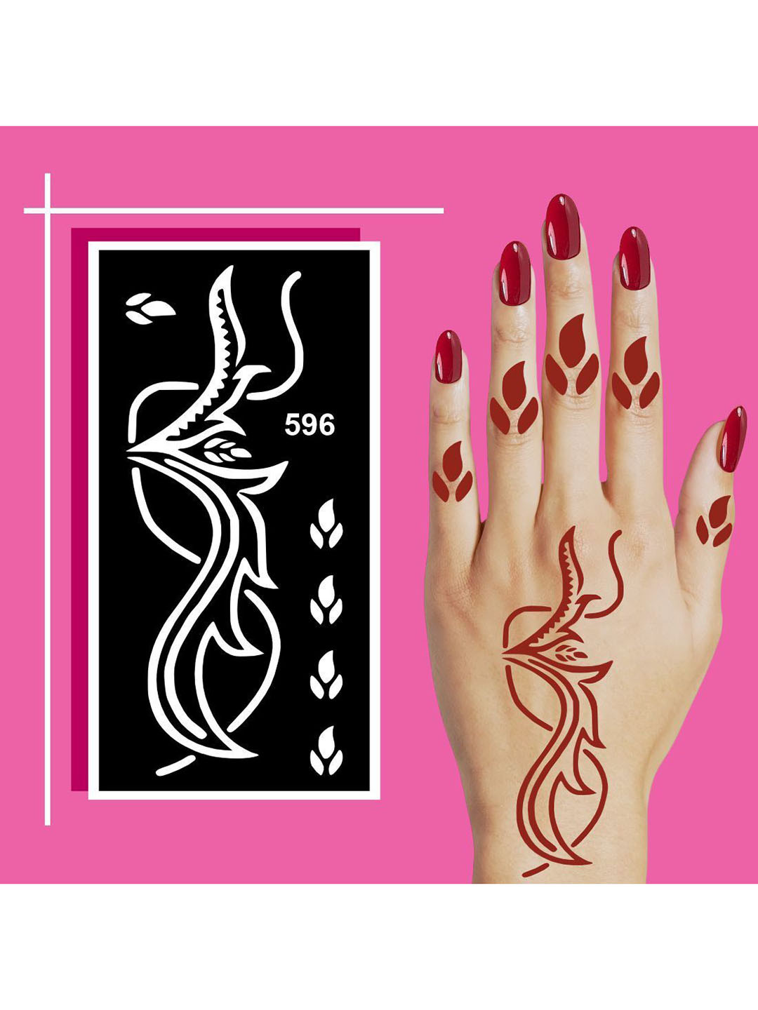 VOORKOMS Child-Safe Mehndi Stencil Art Pack with Curved and Circular Patterns