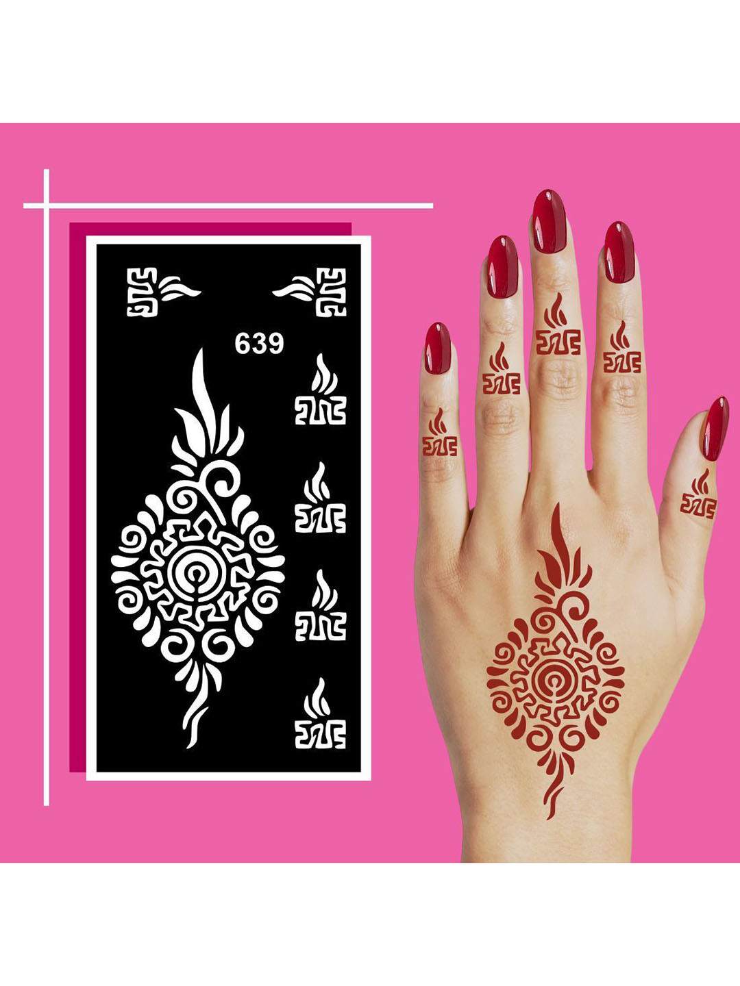 VOORKOMS Hand-Shaped Mehndi Stencil Sheets with Creative Motifs