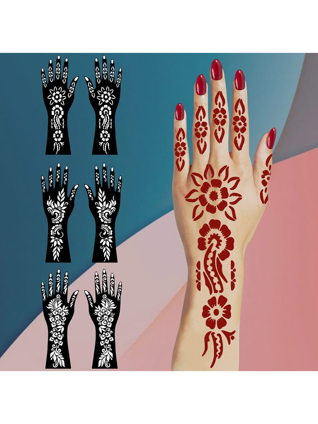 VOORKOMS Combo Mehndi Stencil Sticker Pack For Events Ceremonies & Traditional