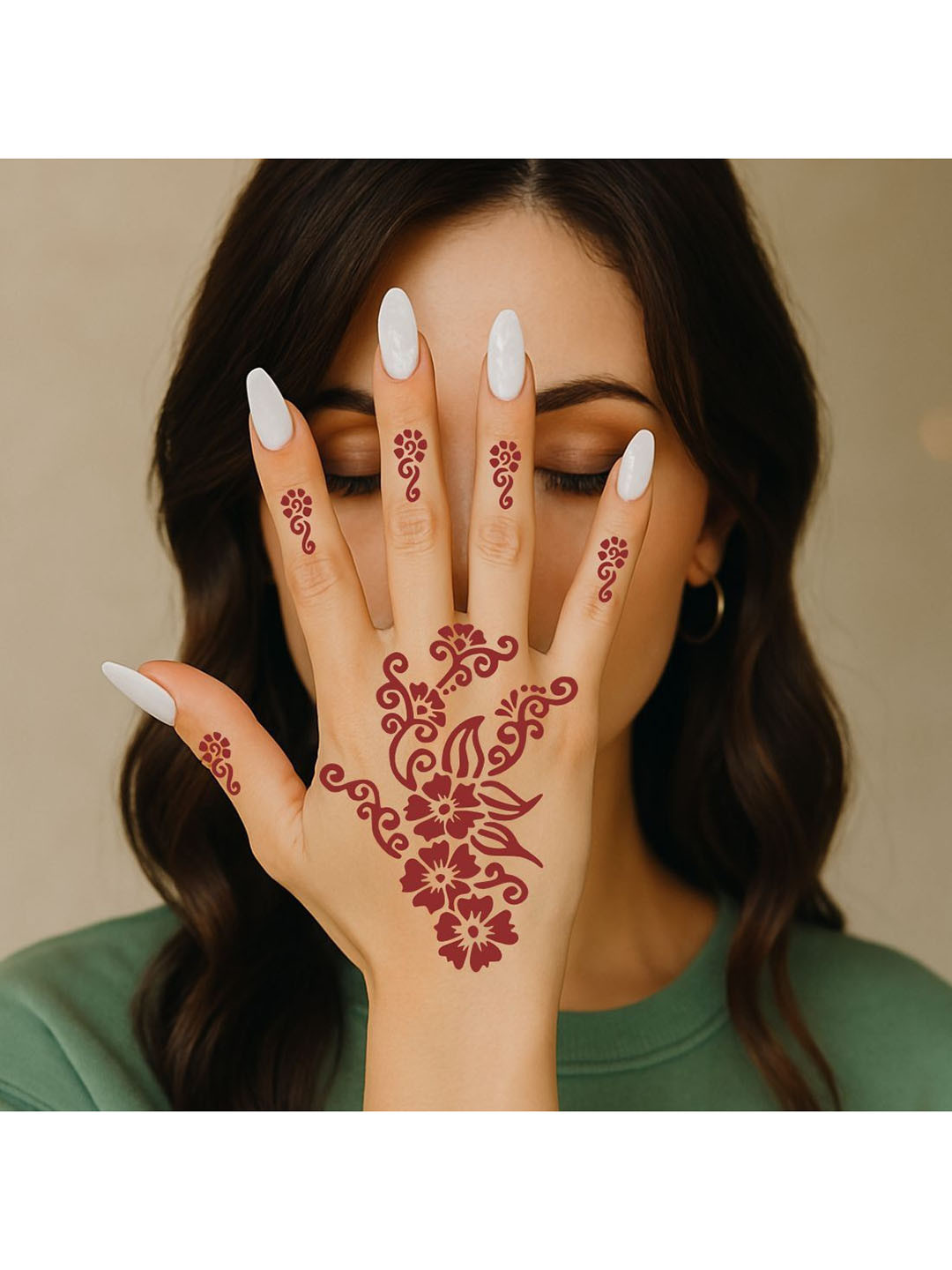 VOORKOMS Combo Mehndi Stencil Stickers for All Occasions And Functions Pack Of 2