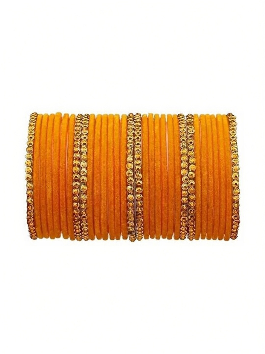 THE BLAZZE Set Of 32 Artificial Stones Studded Glass Bangles