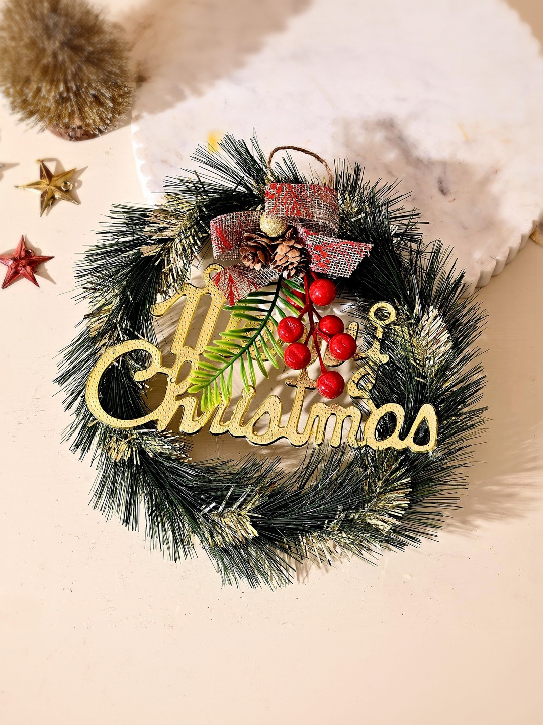 CraftVatika Green Christmas Wreath Festive Decor