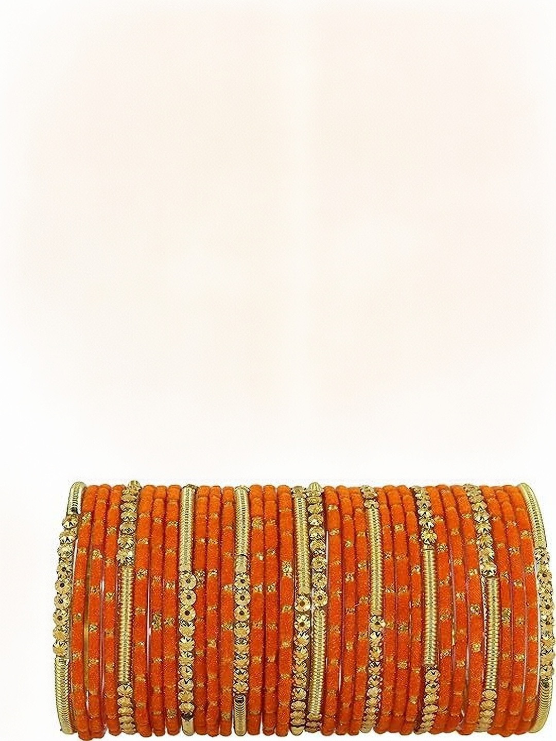 poshing Orange Glass Artificial Stones & Beads Bangles