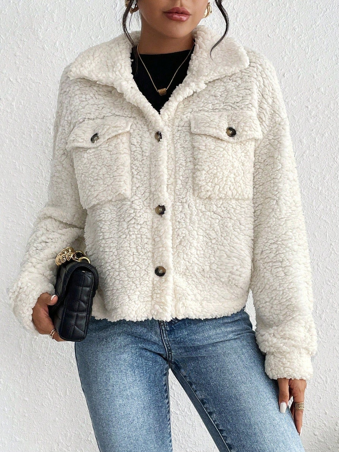 Outzidr Women Long Sleeves Knitted Jacket