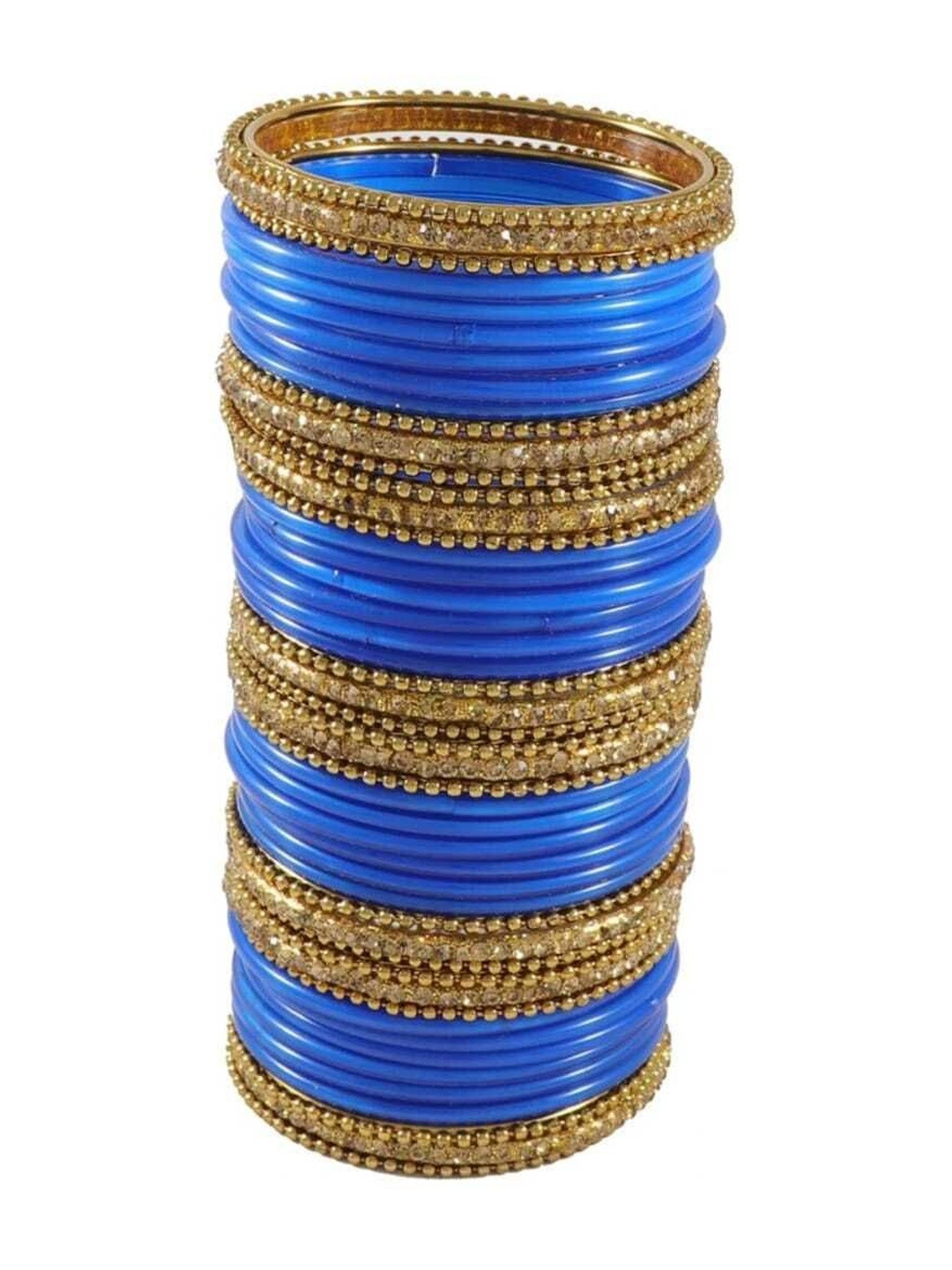 poshing Set Of 40 Turquoise Blue Glass Artificial Stones & Beads Bangles