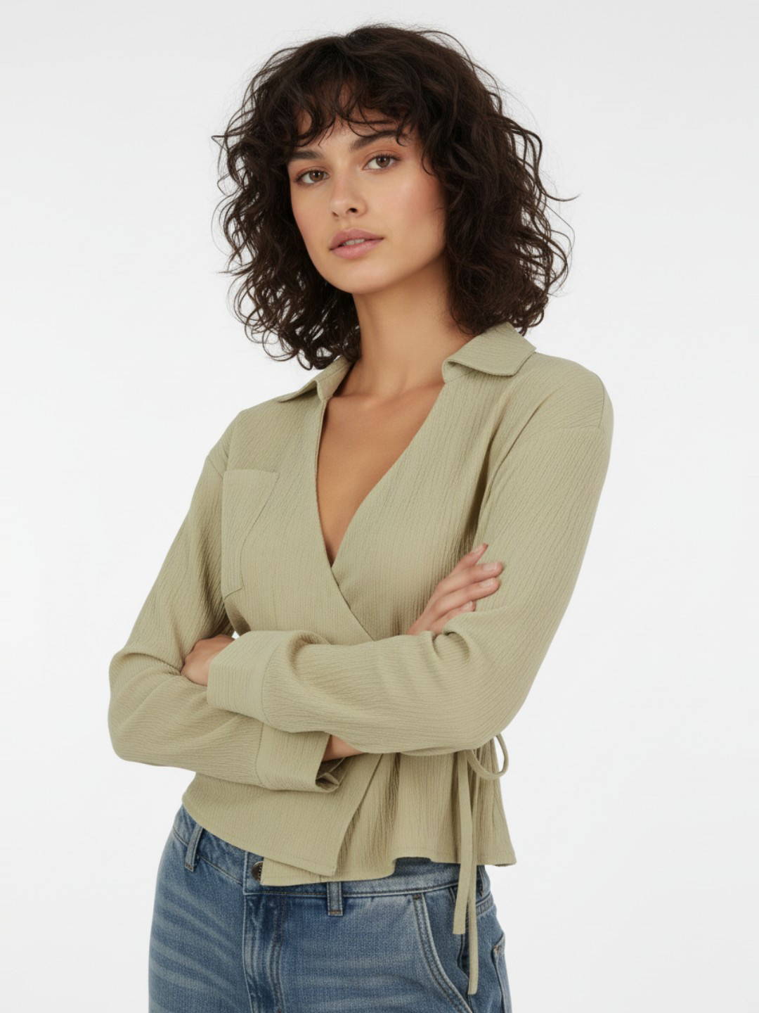 glitchez Crepe Wrap Top