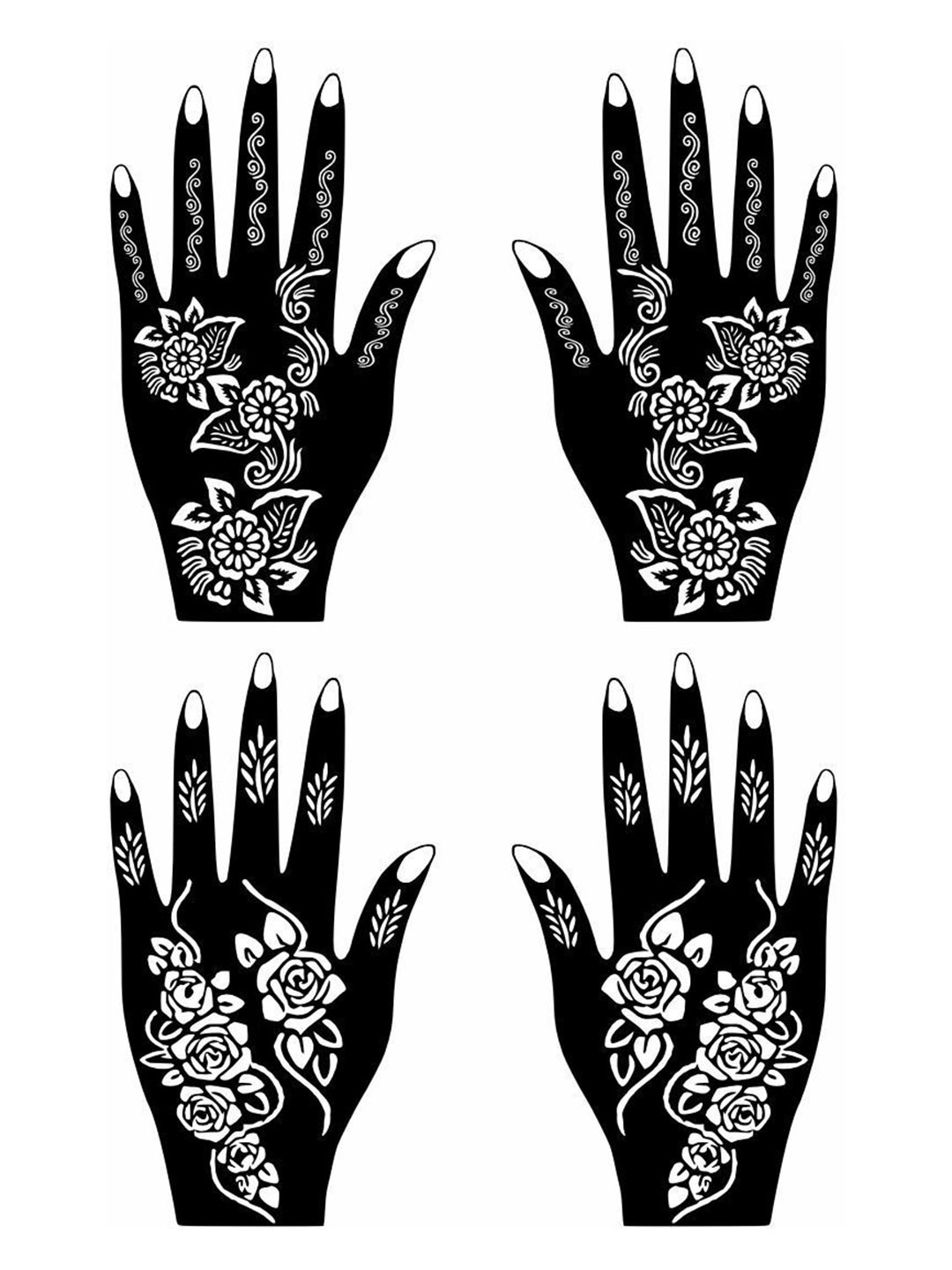 VOORKOMS Pack Of 2 Mehndi Stencils for Front And Back Hand Art