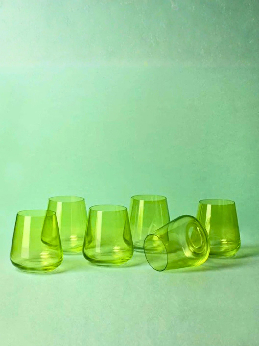 smart serve Siesta Green 6 Pcs Crystal Whiskey Glass 400 ml Each