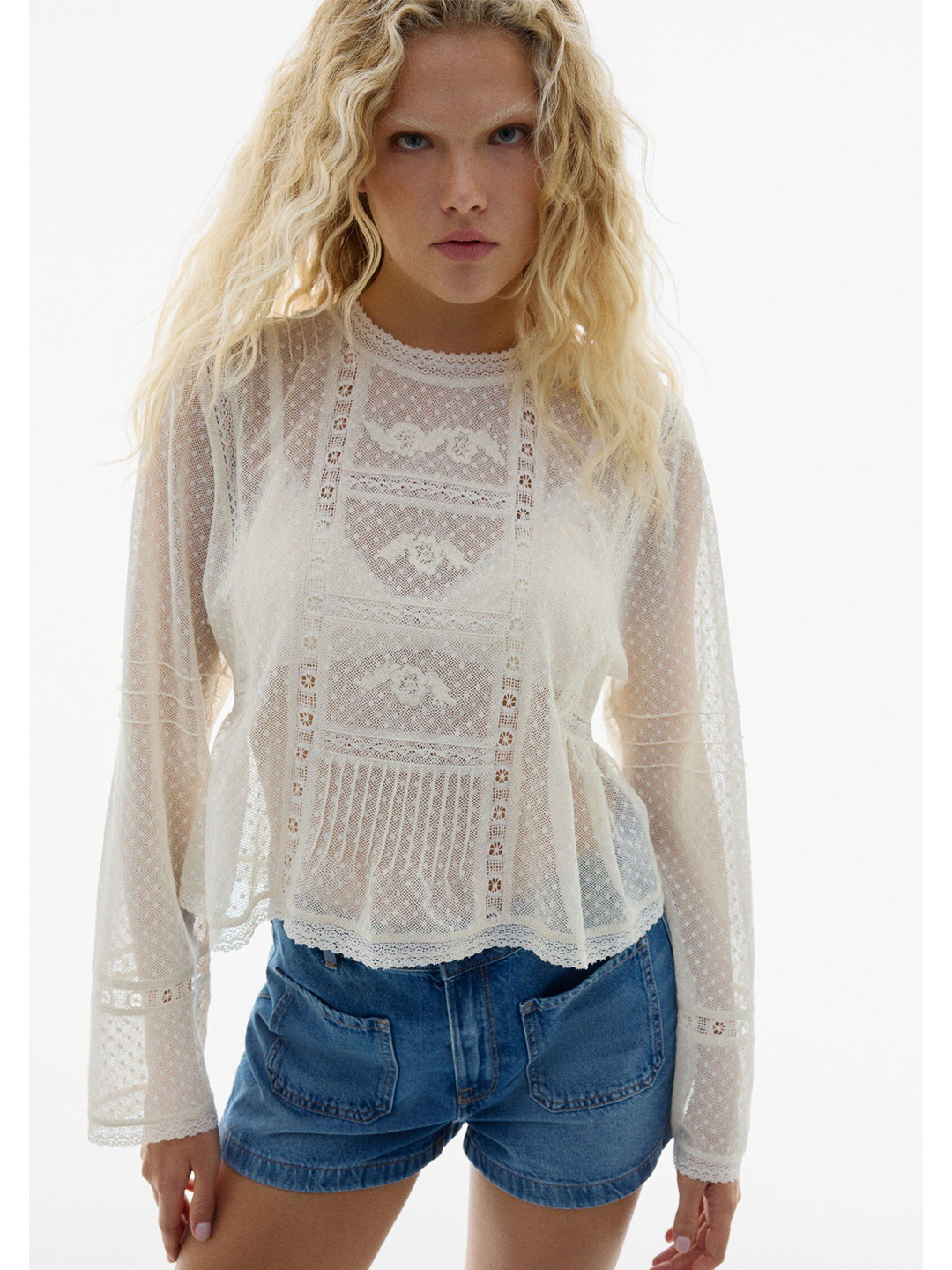 H&M Plumeti Mesh Blouse