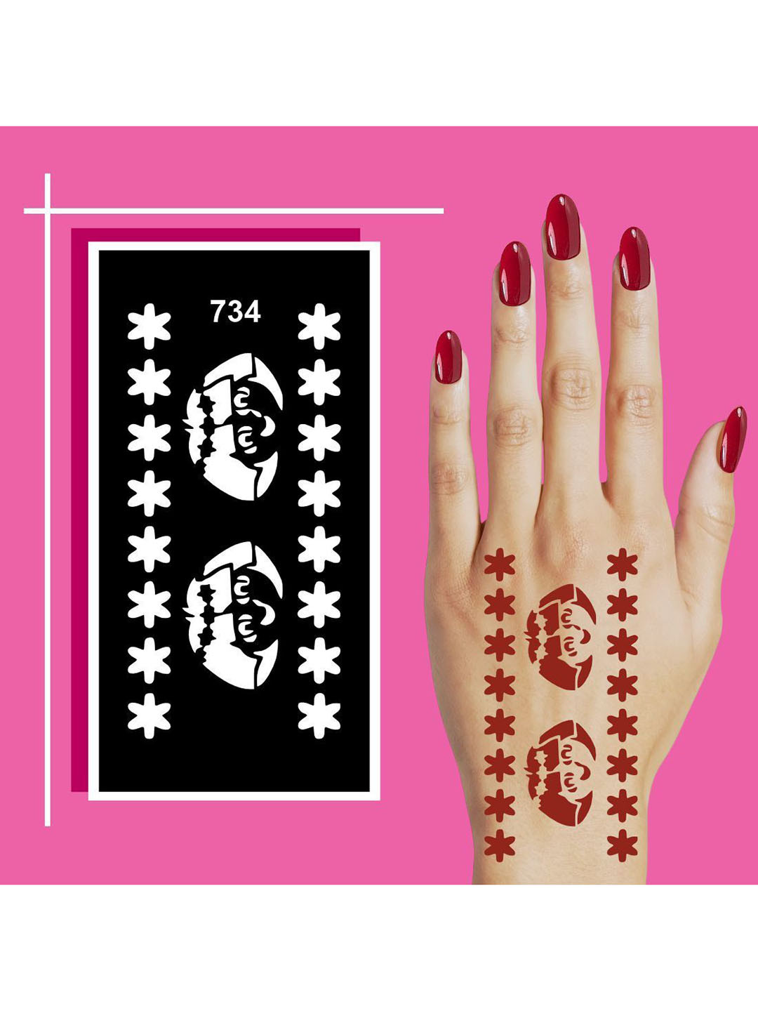 VOORKOMS Traditional and Trendy Henna Stencil Pack for 2 Creative and Stylish Hands