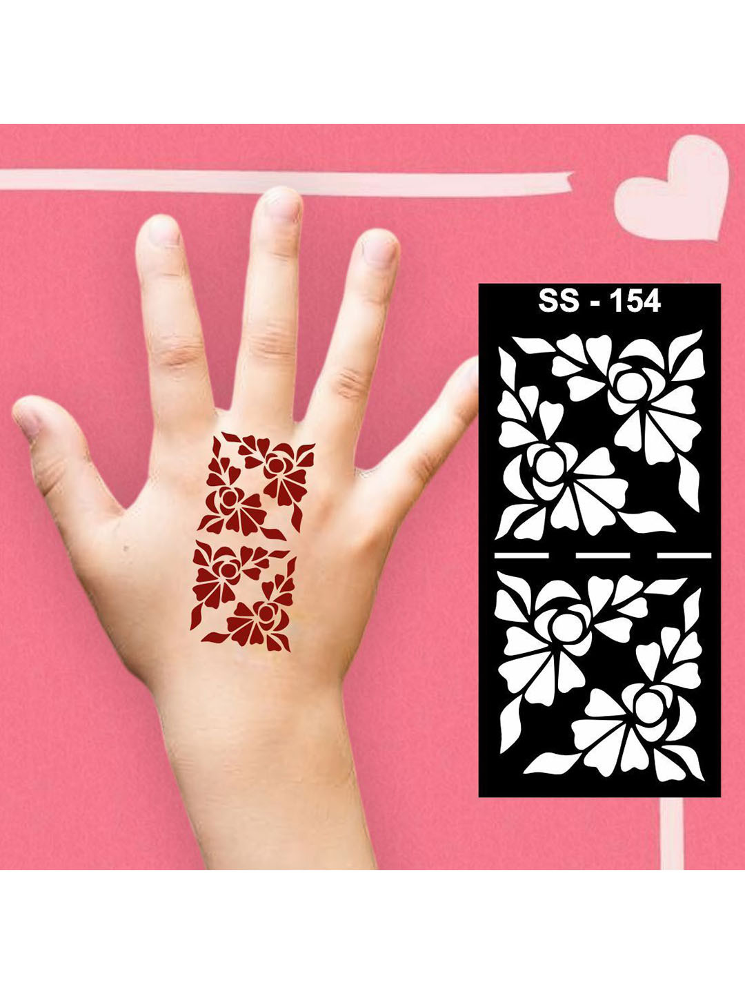 VOORKOMS Beautiful Flower Design Small Mehndi Stencil Sticker For Kids Boys &  Girls