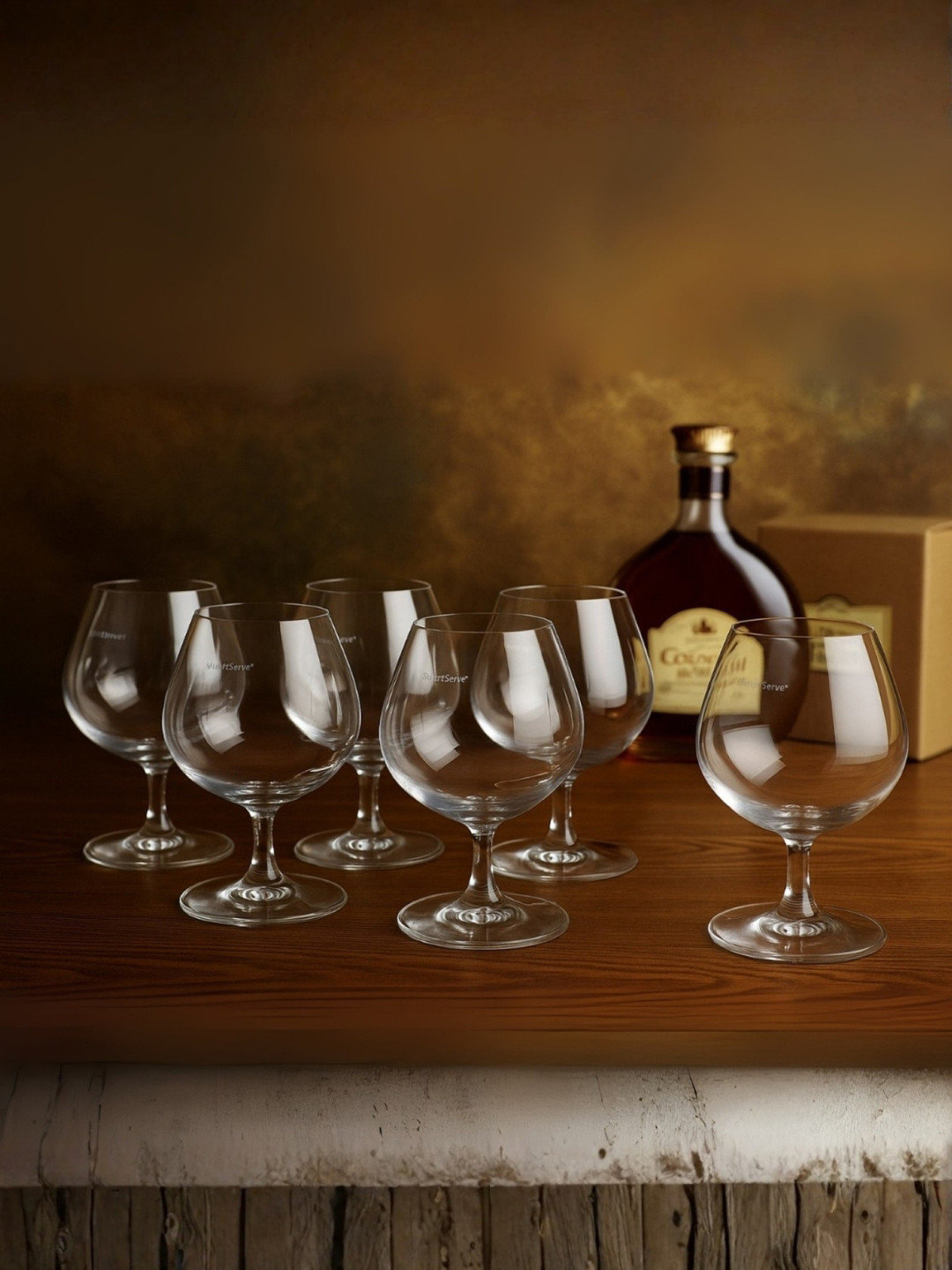 smart serve Transparent 6 Pieces Brandy Glass 650ms