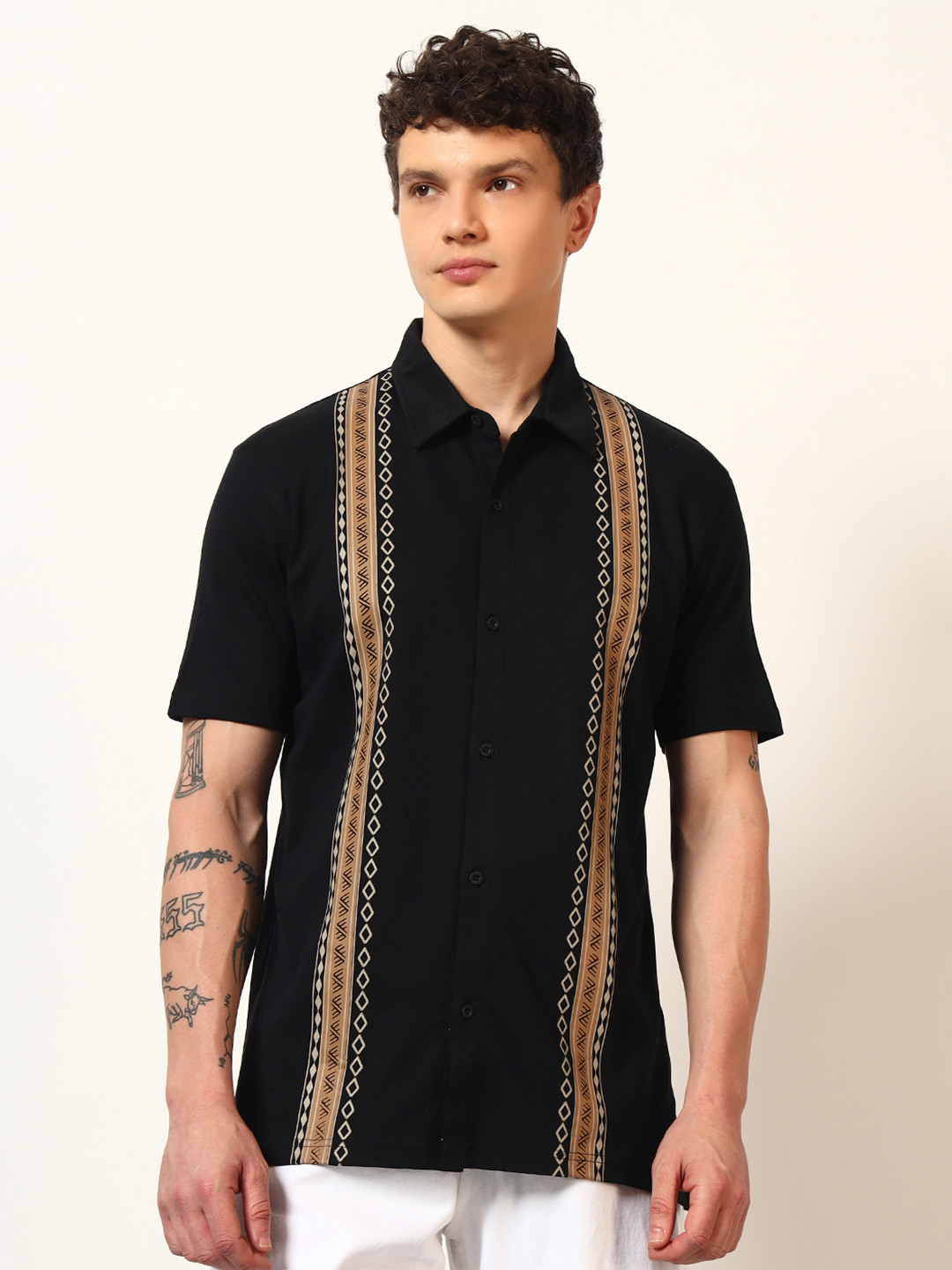 ONEWAY Multi Stripes Striped Spread Collar Relaxed Fit Casual Shirt