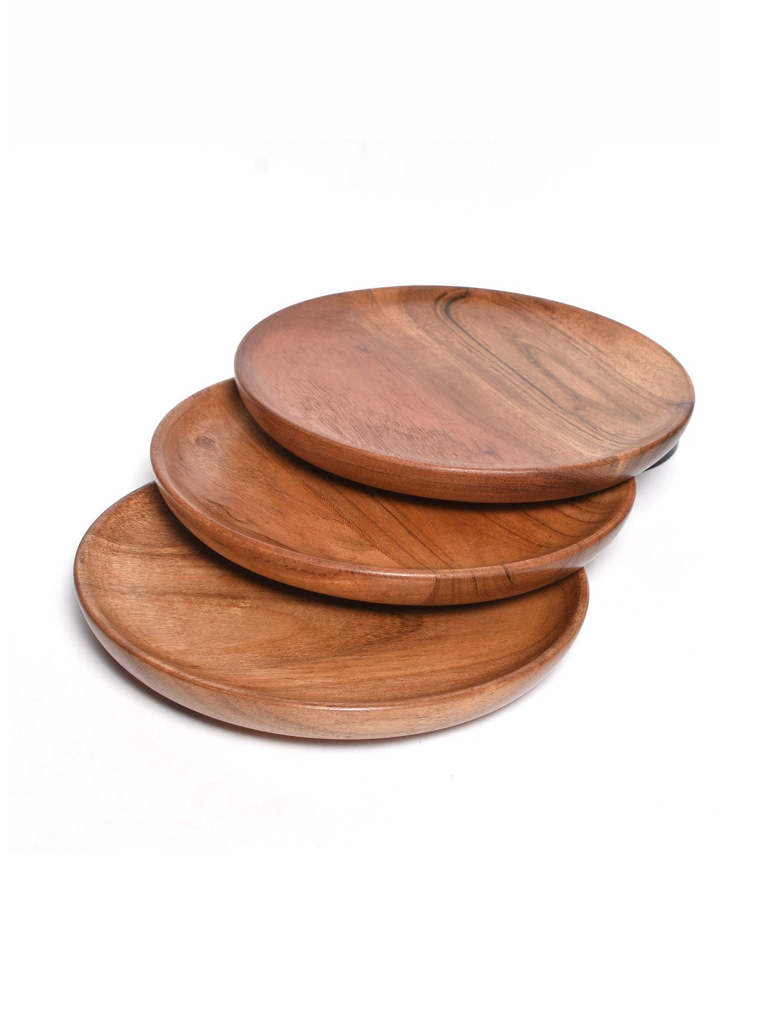 Zunaldo Set Of 3 Wooden Round Plates