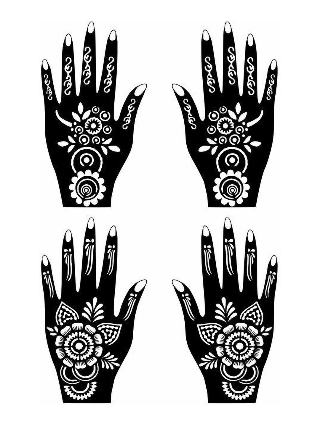 VOORKOMS All-Occasion Henna Mehndi stencil Template Kit with Artistic Patterns for Hands