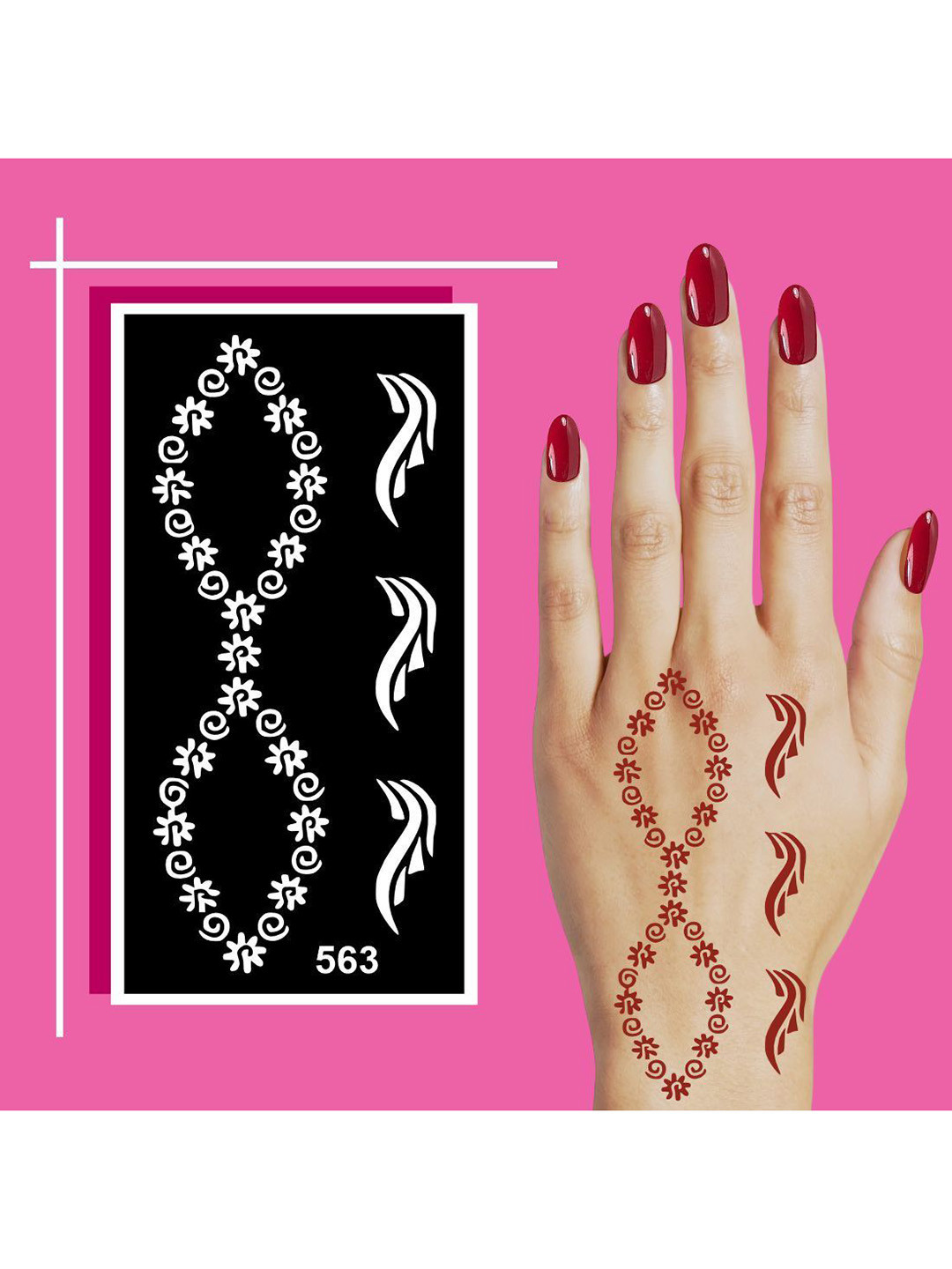 VOORKOMS Pack Of 2 Mehndi Stencil Stickers for Henna Beauty