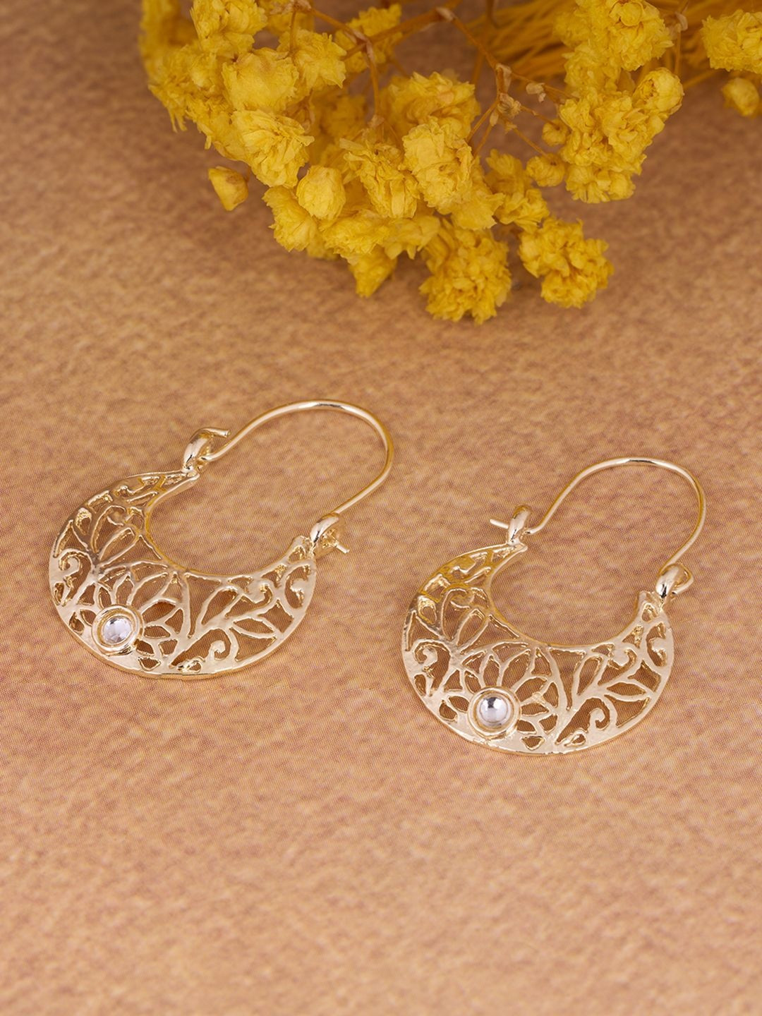 Forever Glam by Pantaloons Crescent Shaped Hoop Earrings