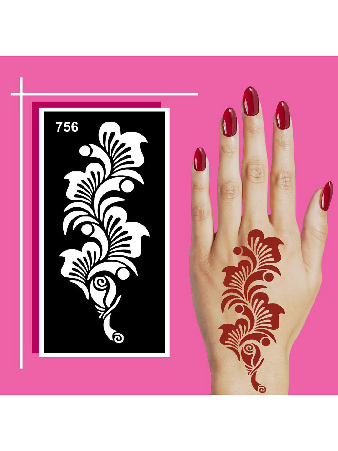VOORKOMS Fast Drying Mehndi  Stencil Sticker Sheets for Kids and Adults
