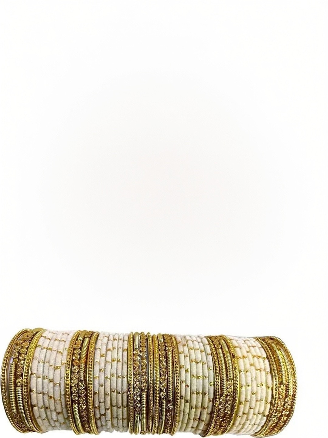 Only Offers White Glass Artificial Stones Bangle