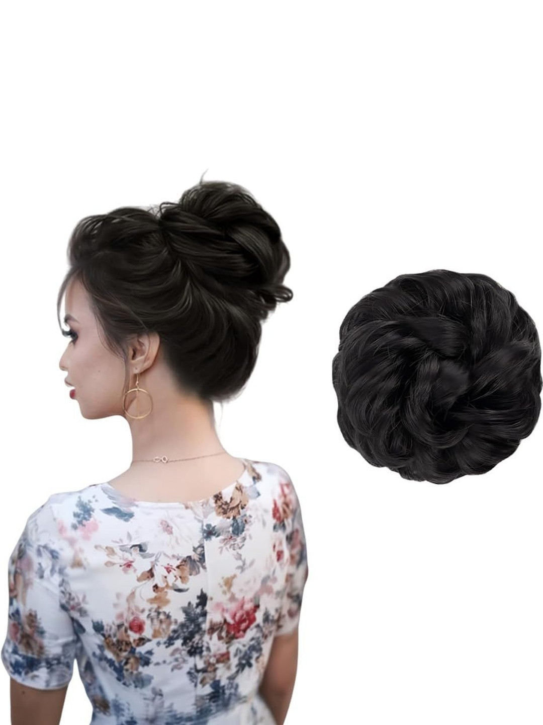 VIEWS Halo Wavy Bun Hair Extension-Black -4.72 Inch