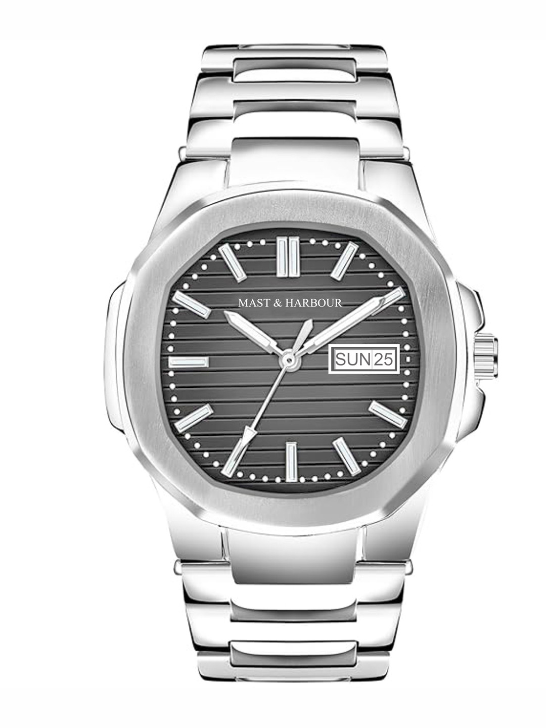 Mast & Harbour Men Brass Dial & Stainless Steel Straps Analogue Watch MNHM021E