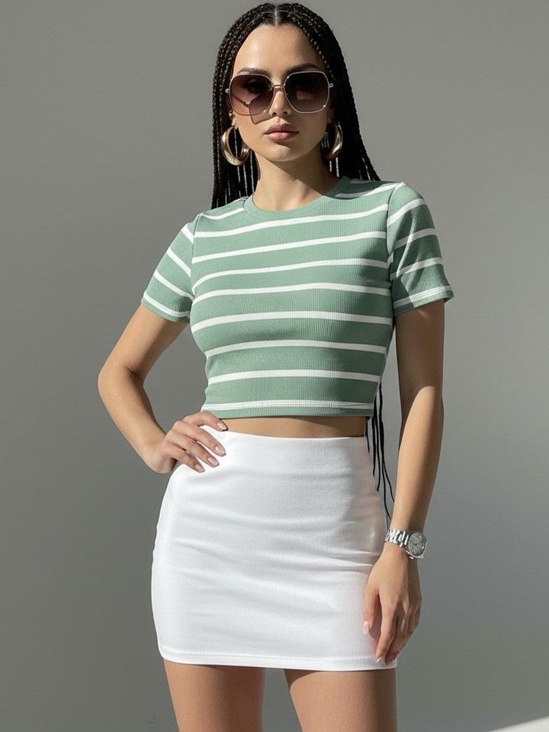 CORSICA Striped Cotton Crop Top