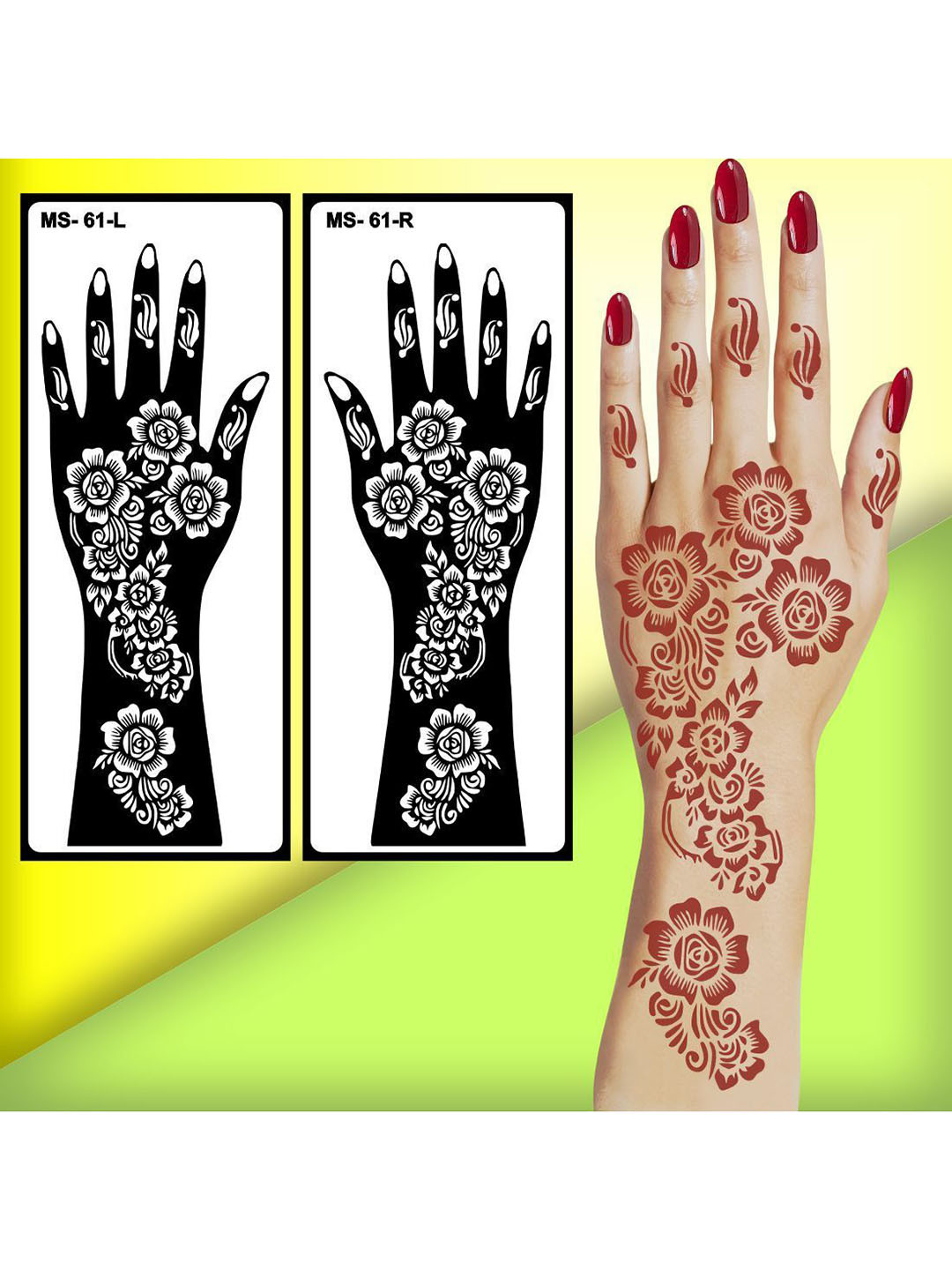 VOORKOMS Mehndi Stencil Sticker Set for Stylish And Trendy Hand Art