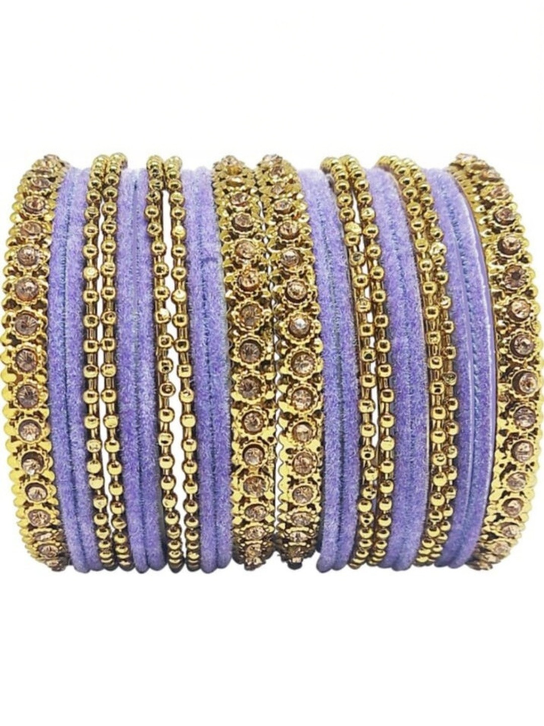 poshing Set 24 Of Purple Glass Artificial Stones Bangle