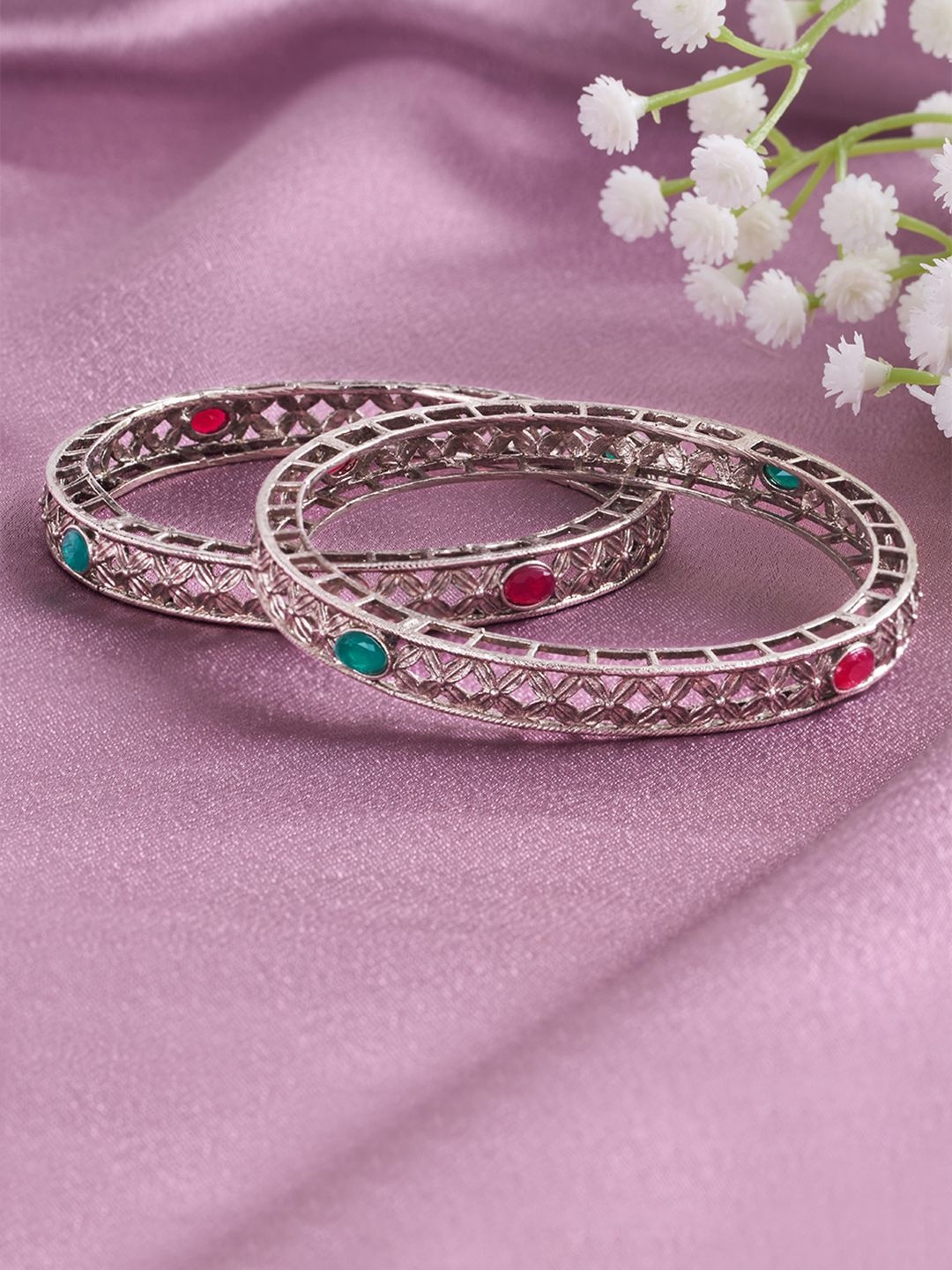 Forever Glam by Pantaloons Set Of 2 Silver Alloy NA Bangle