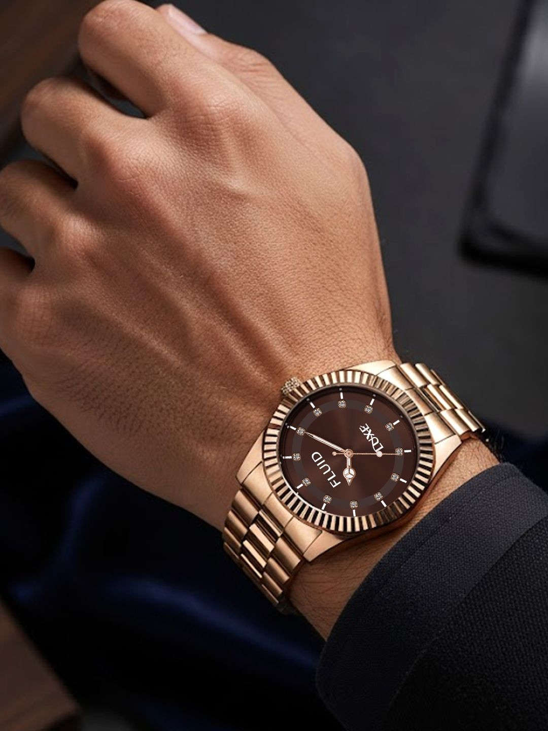 FLUID Men Embellished Dial & Stainless Steel Straps Analogue Watch FL-Karthik-0498-BR