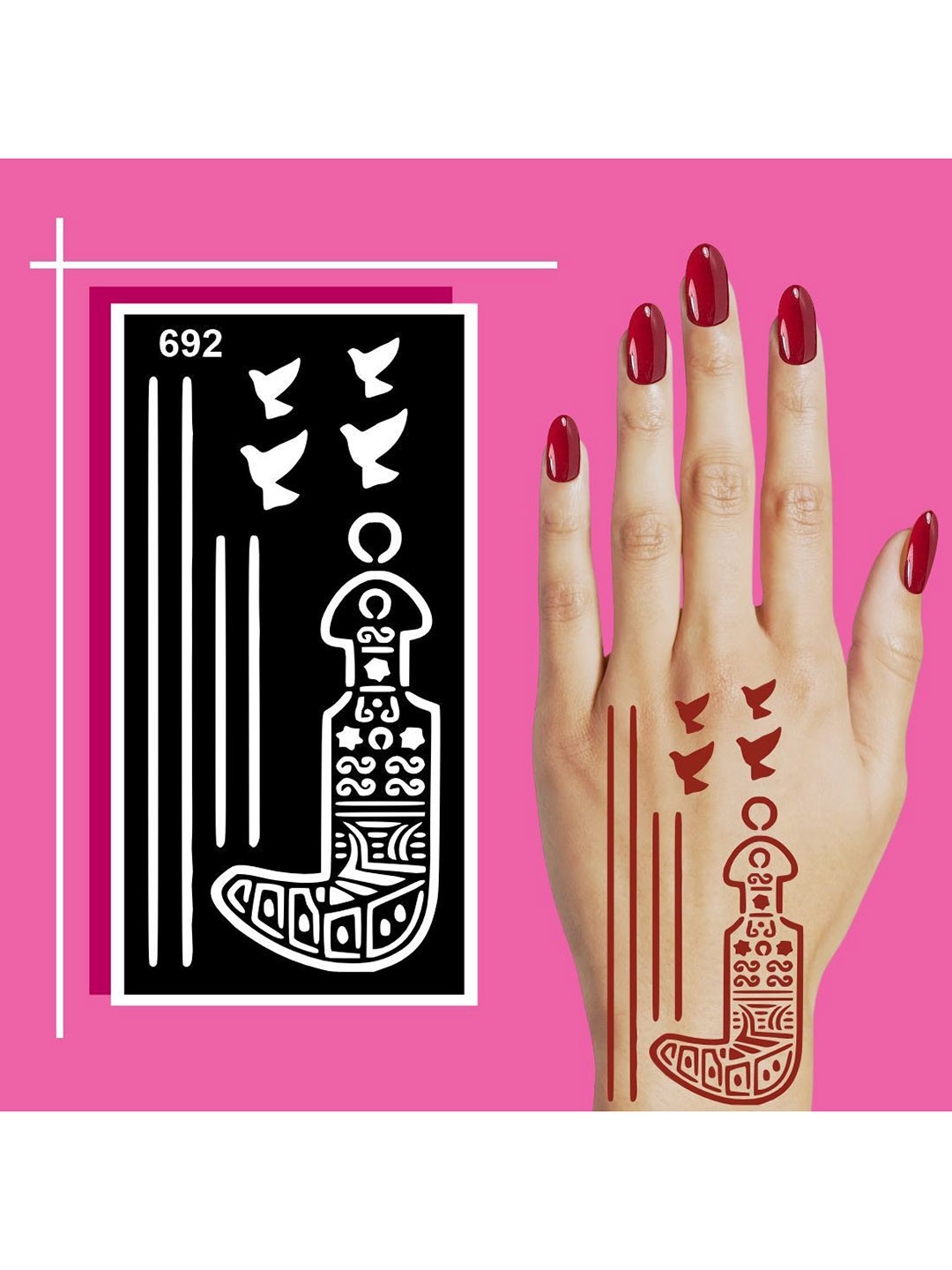 VOORKOMS Mehndi Stencil Sticker Designs With Detailed Floral & Leaf