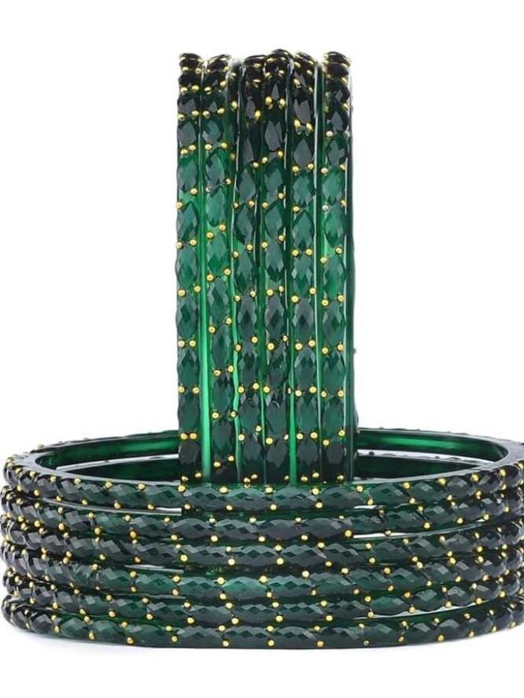 Only Offers Set Of 12 Lime Green Glass Artificial Stones Bangle