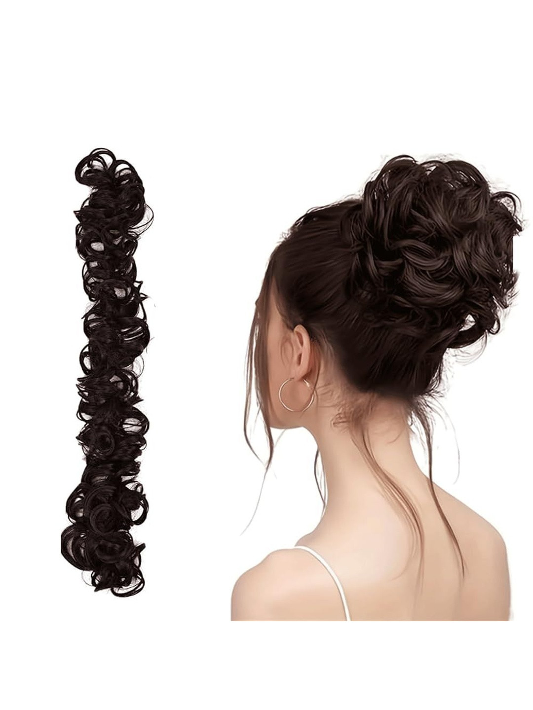 VIEWS Halo Curly Bun Hair Extension-Brown-4.7 Inch