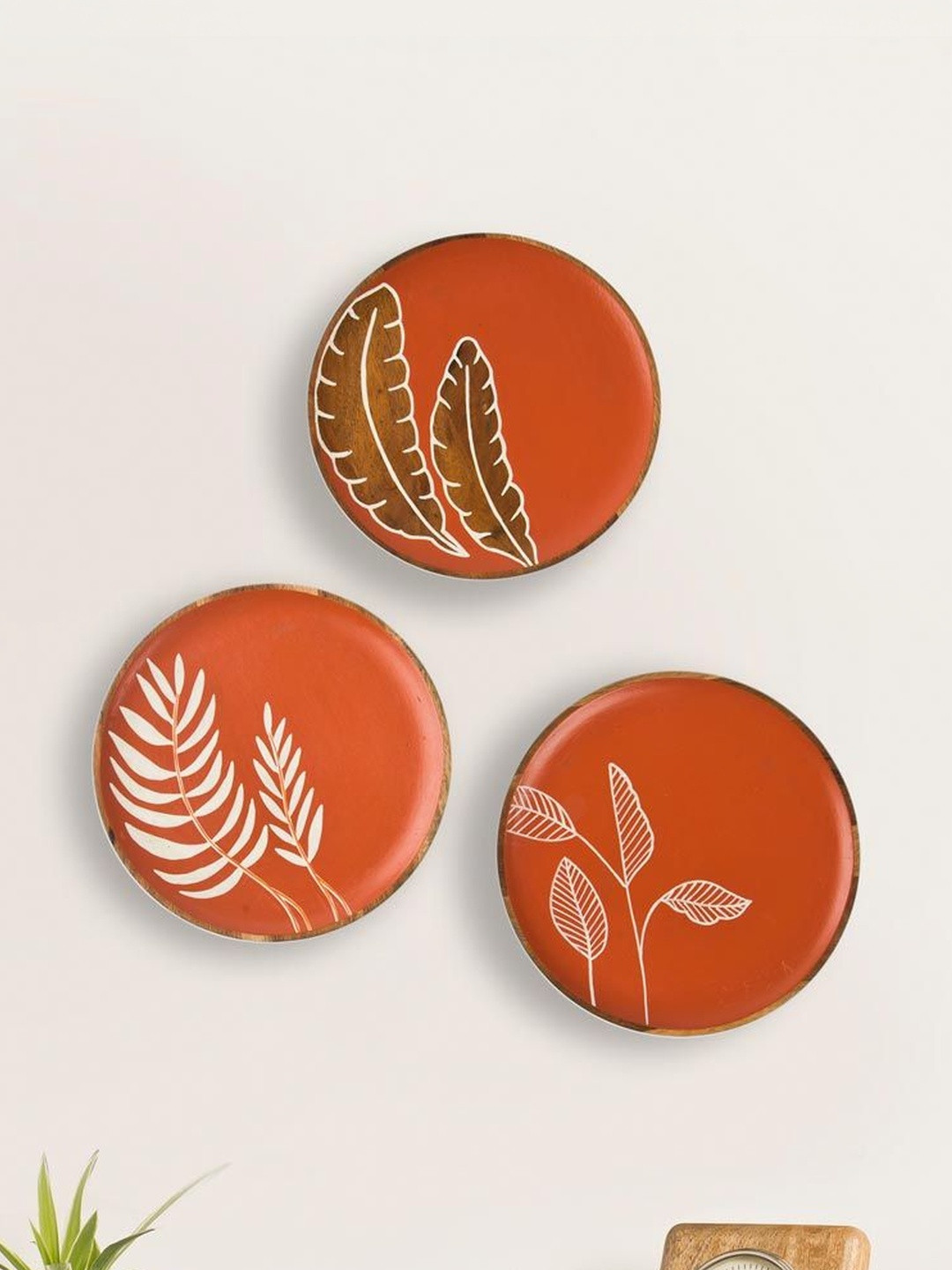 Fabindia Orange Set of 3 Piece Canvas Other Wall Paintings