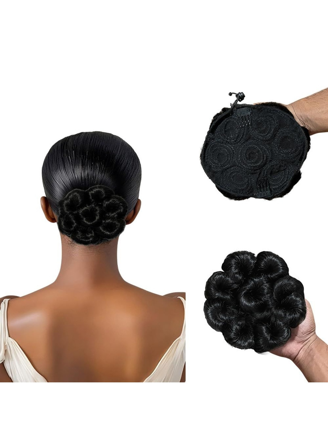 VIEWS Clip-In Curly Bun Hair Extension - Black - 8 Inches