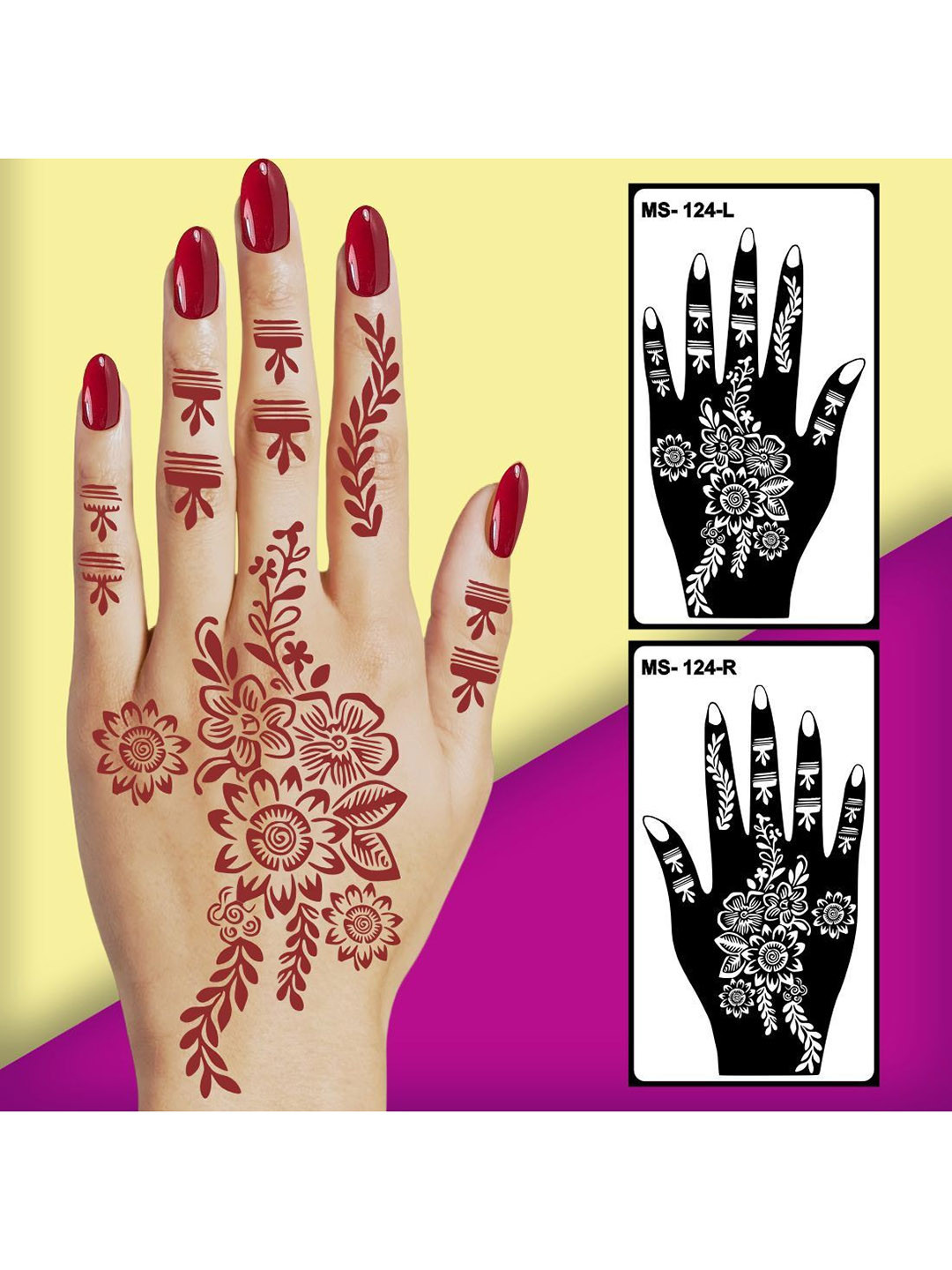 VOORKOMS Pattern Mehndi Stencil Sticker Easy to Apply & Perfect for All Occasions