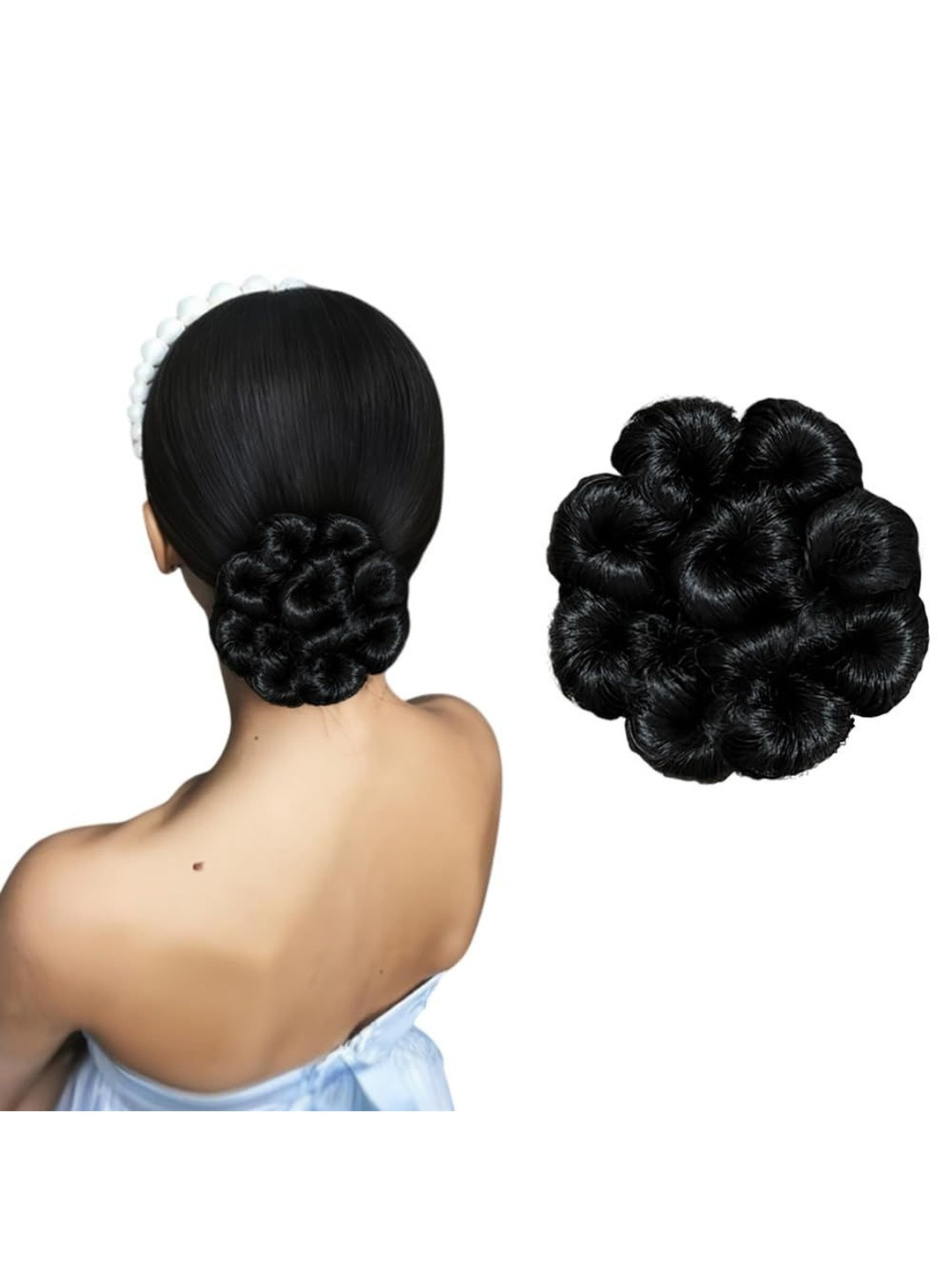VIEWS Clip-In Curly Bun Hair Extension - Black - 22 Inches