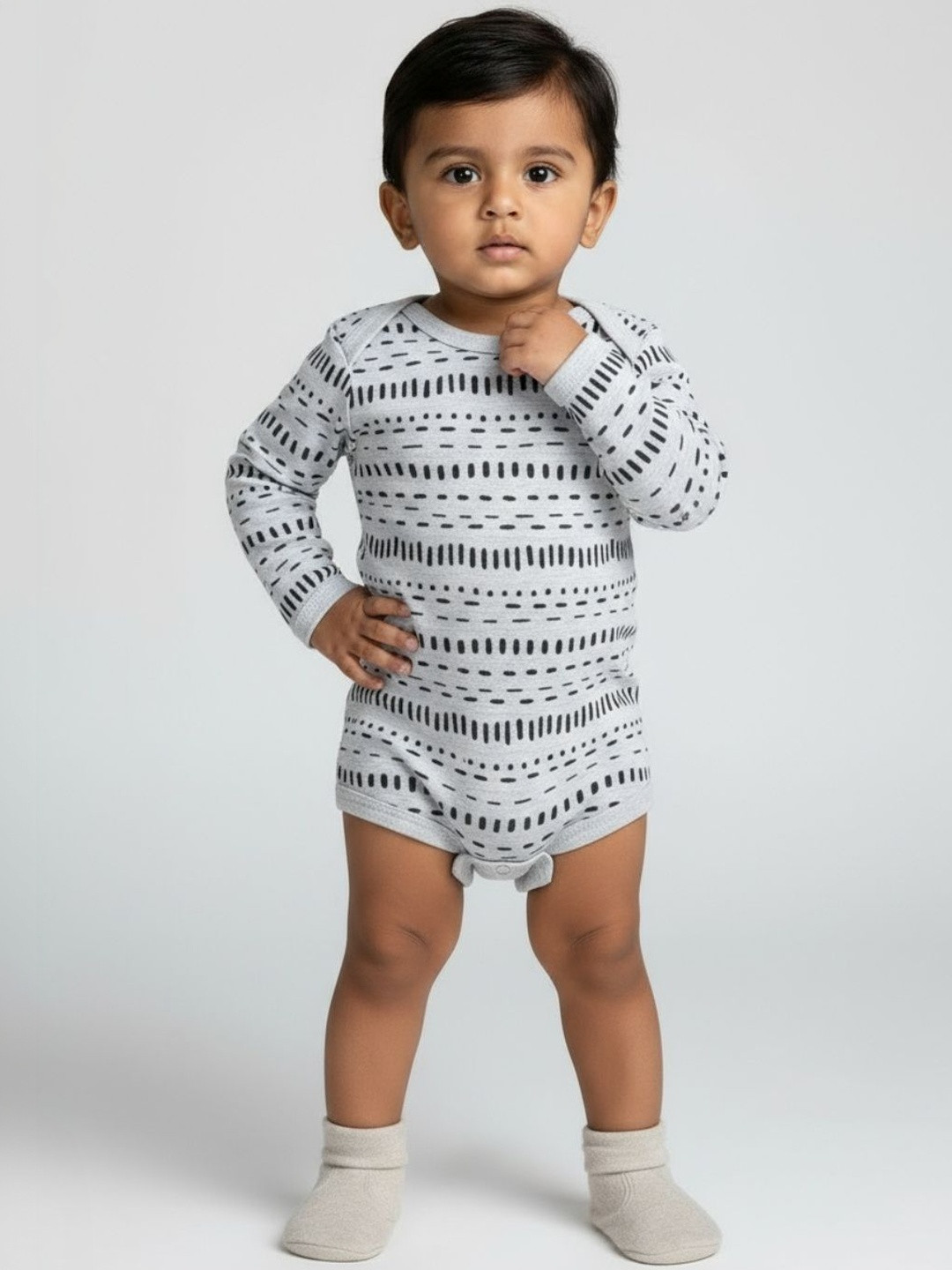 YK Infants Printed Cotton Long Sleeve Envelope Neck Bodysuit