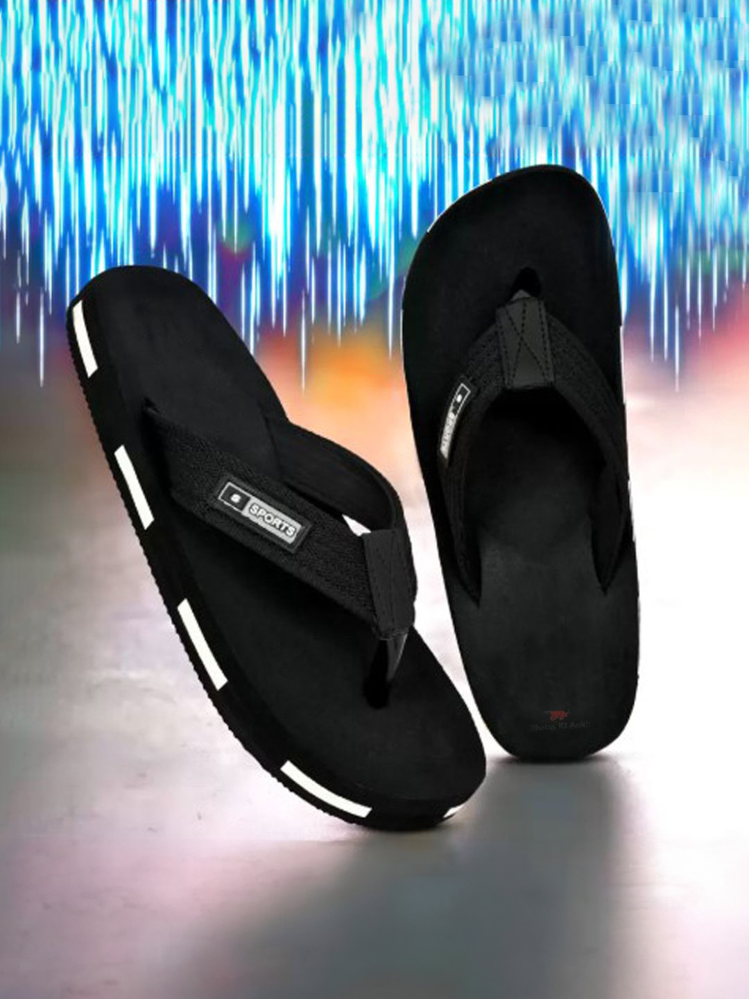 Bhains Ki Ankh Men Striped Rubber Thong Flip-Flops