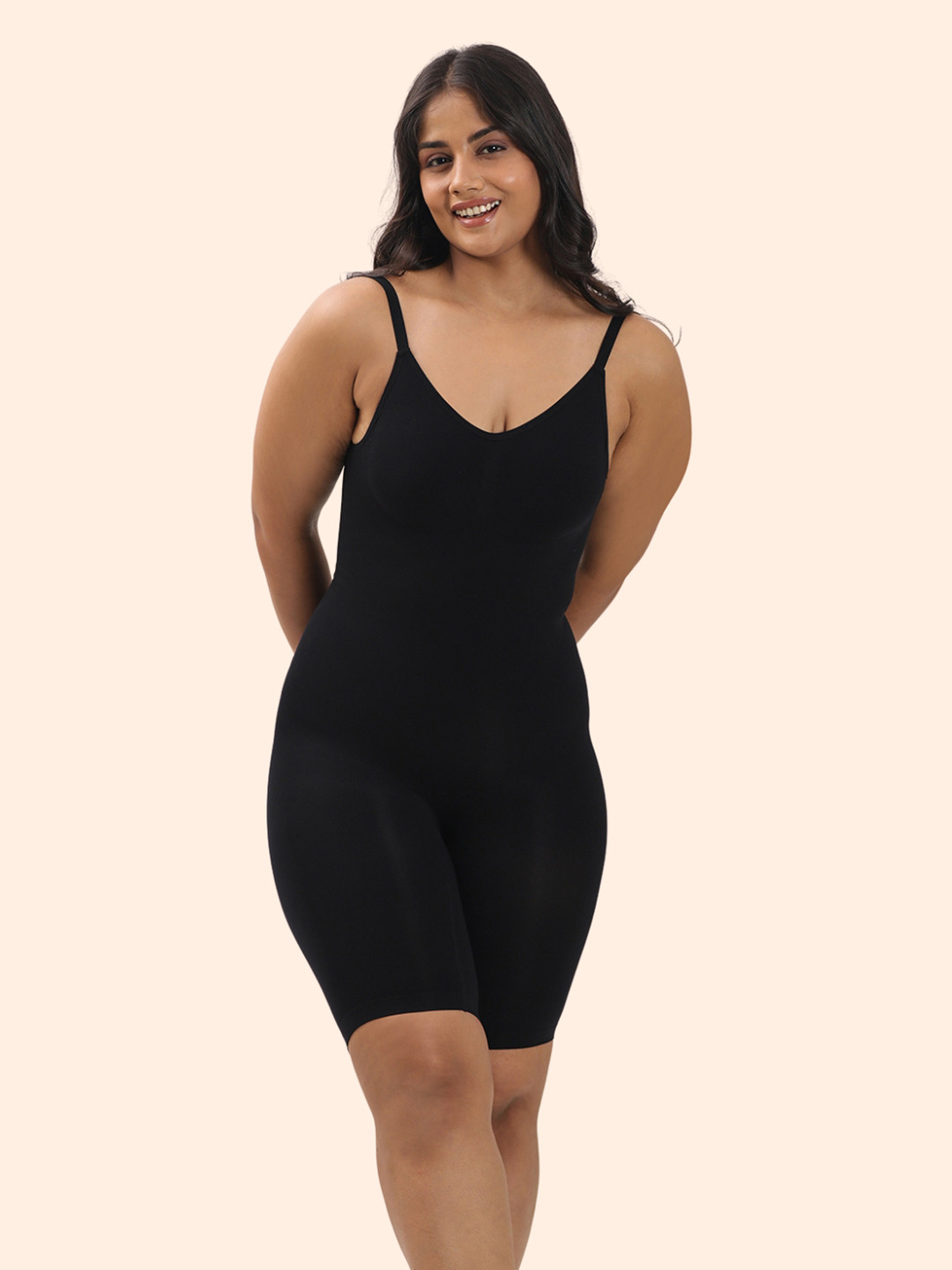 Women Adjustable Straps Backless Butt Lifting Bodysuit Nylon Shaper