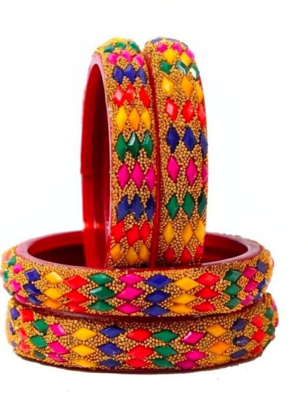 Only Offers Set Of 4 Multi Glass Artificial Stones Bangle